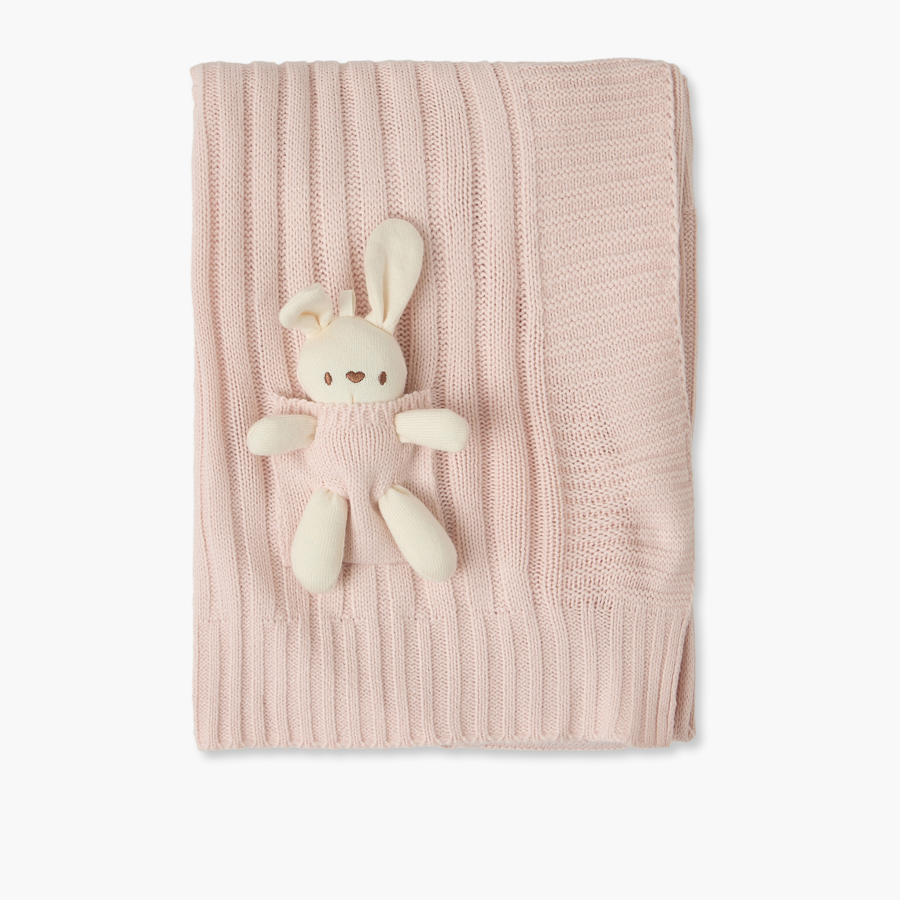 بطانية مضلعة بزينة أرنب من جيجلز - 80x100 سم-baby-nursery-blanketsandswaddles-receivingblankets-image-3