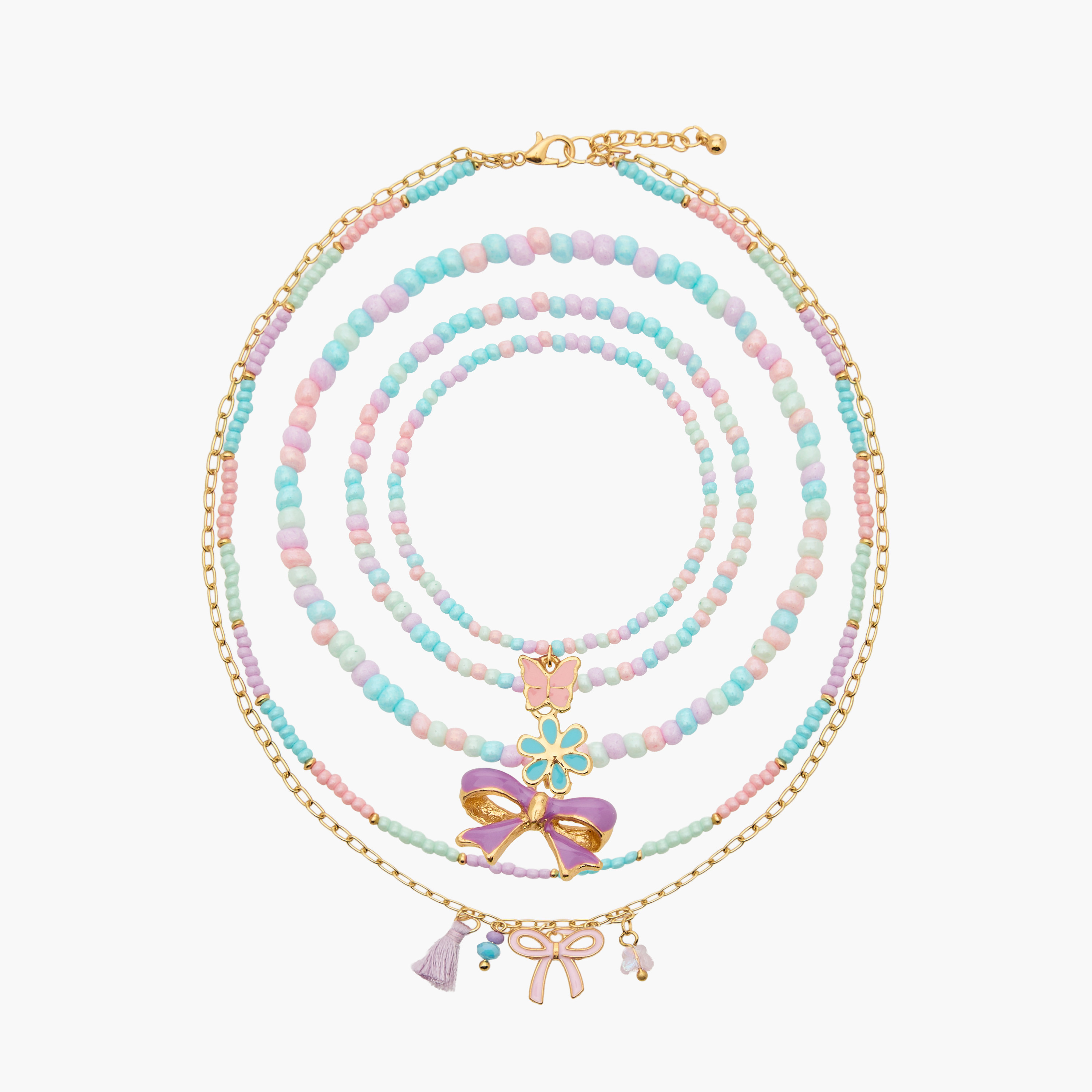 Set of 4 Charmz Necklace and Bracelet with Bead Detail-girls-accessories-jewellery-image-1