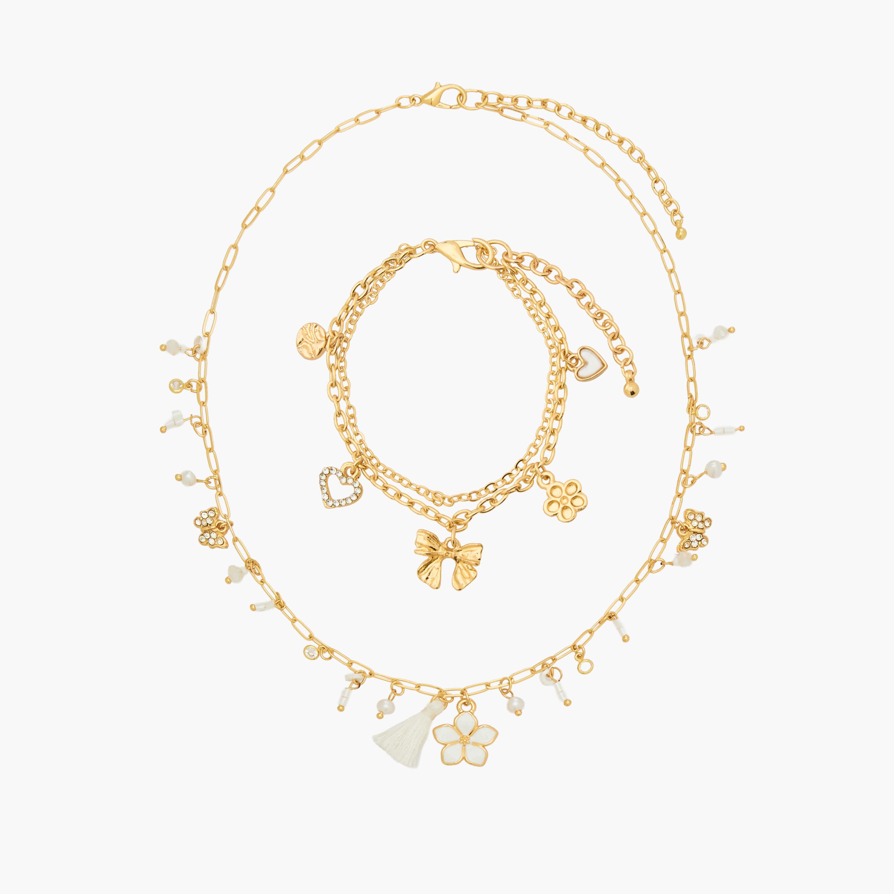 Set of 2 Charmz Necklace and Bracelet with Charm Accents-girls-accessories-jewellery-image-1