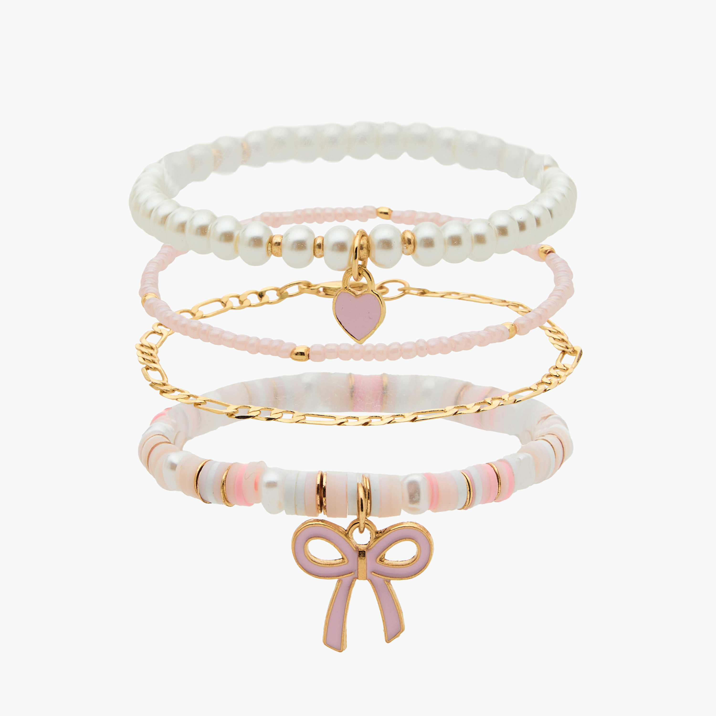 Pack of 4 Charmz Bracelet with Bead Detail-girls-accessories-jewellery-image-1