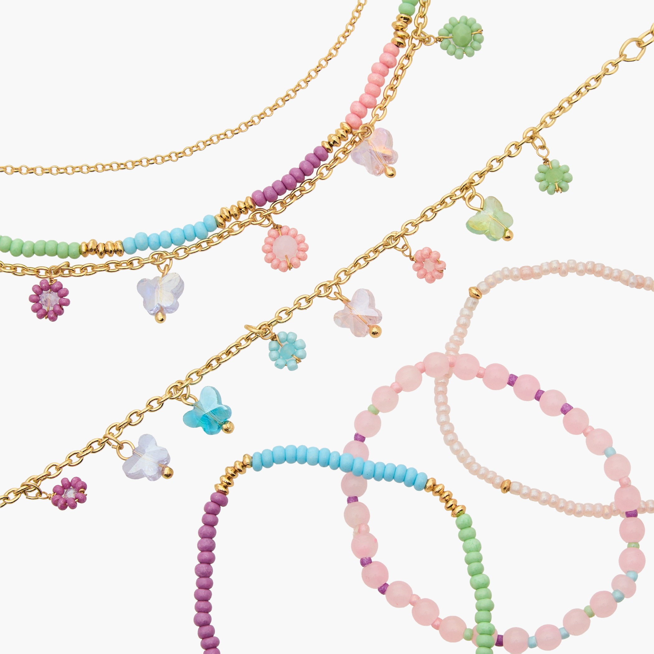 Set of 5 Charmz Bracelets and Necklace with Bead Detail-girls-accessories-jewellery-image-8