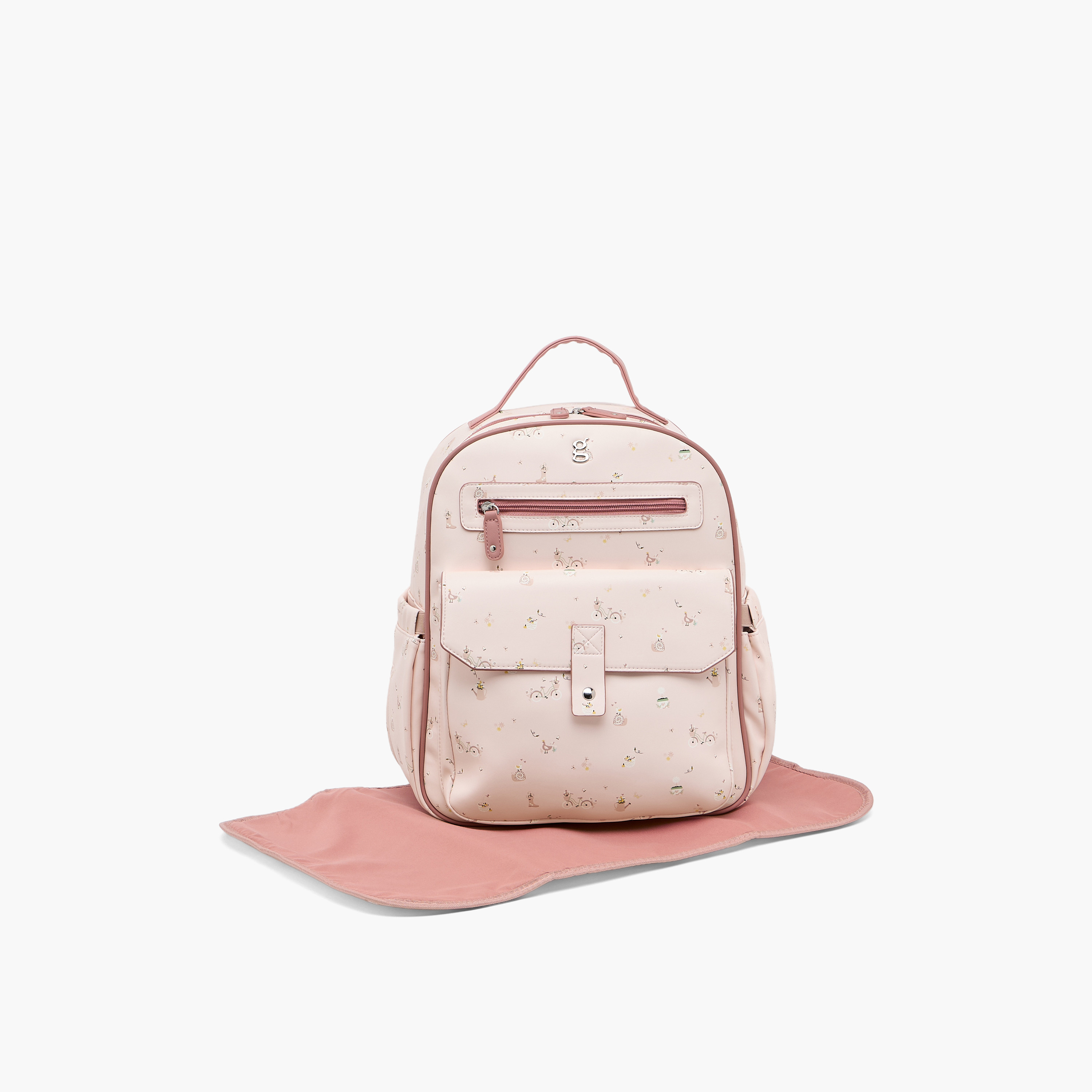 شنطة ظهر للحفّاضات بطبعات وحمّالات قابلة للتعديل من جيجلز-baby-gear-diaperbags-image-1