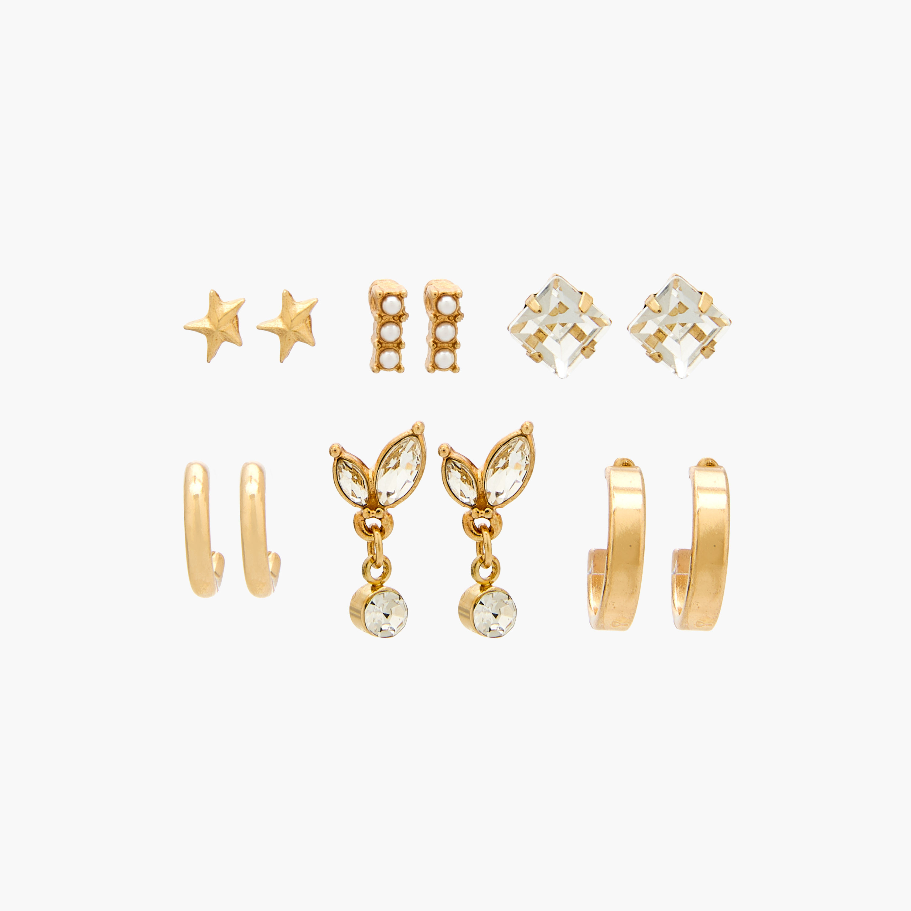 Pack of 6 Gold Tone Assorted Earrings with Pushback closure-women-watchesandjewellery-jewellery-earrings-image-1