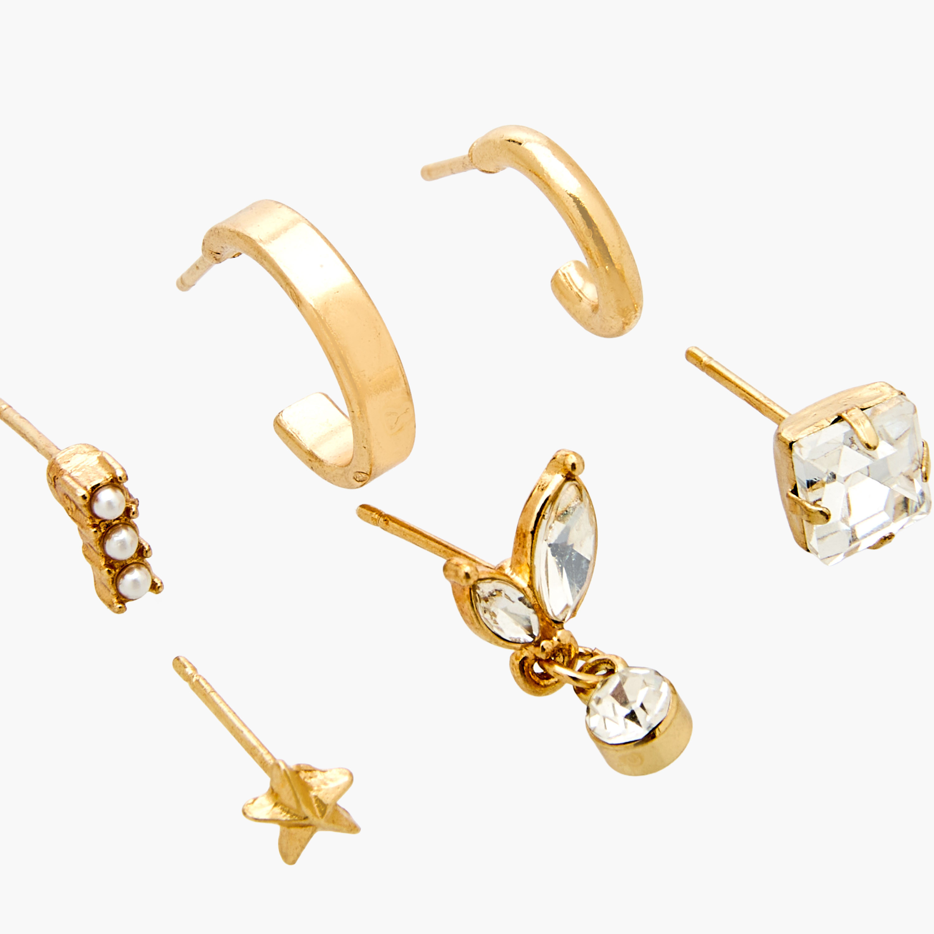 Pack of 6 Gold Tone Assorted Earrings with Pushback closure-women-watchesandjewellery-jewellery-earrings-image-3