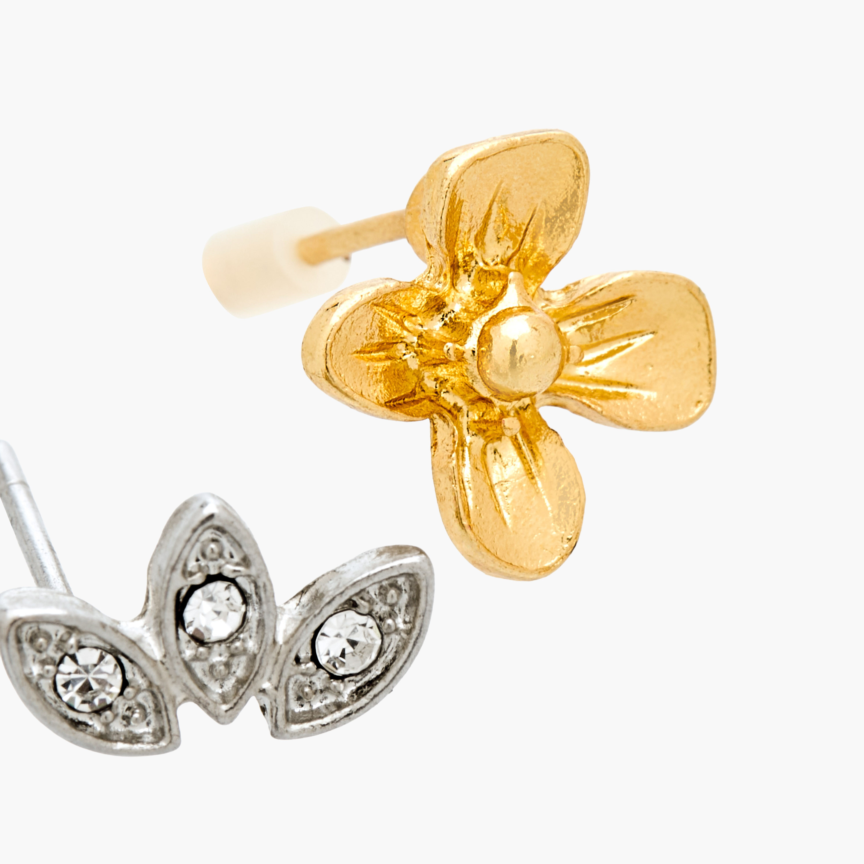 حلقان دبوس مزينة بلون ذهبي ومكبس إغلاق - عبوة 9 أزواج-women-watchesandjewellery-jewellery-earrings-image-4