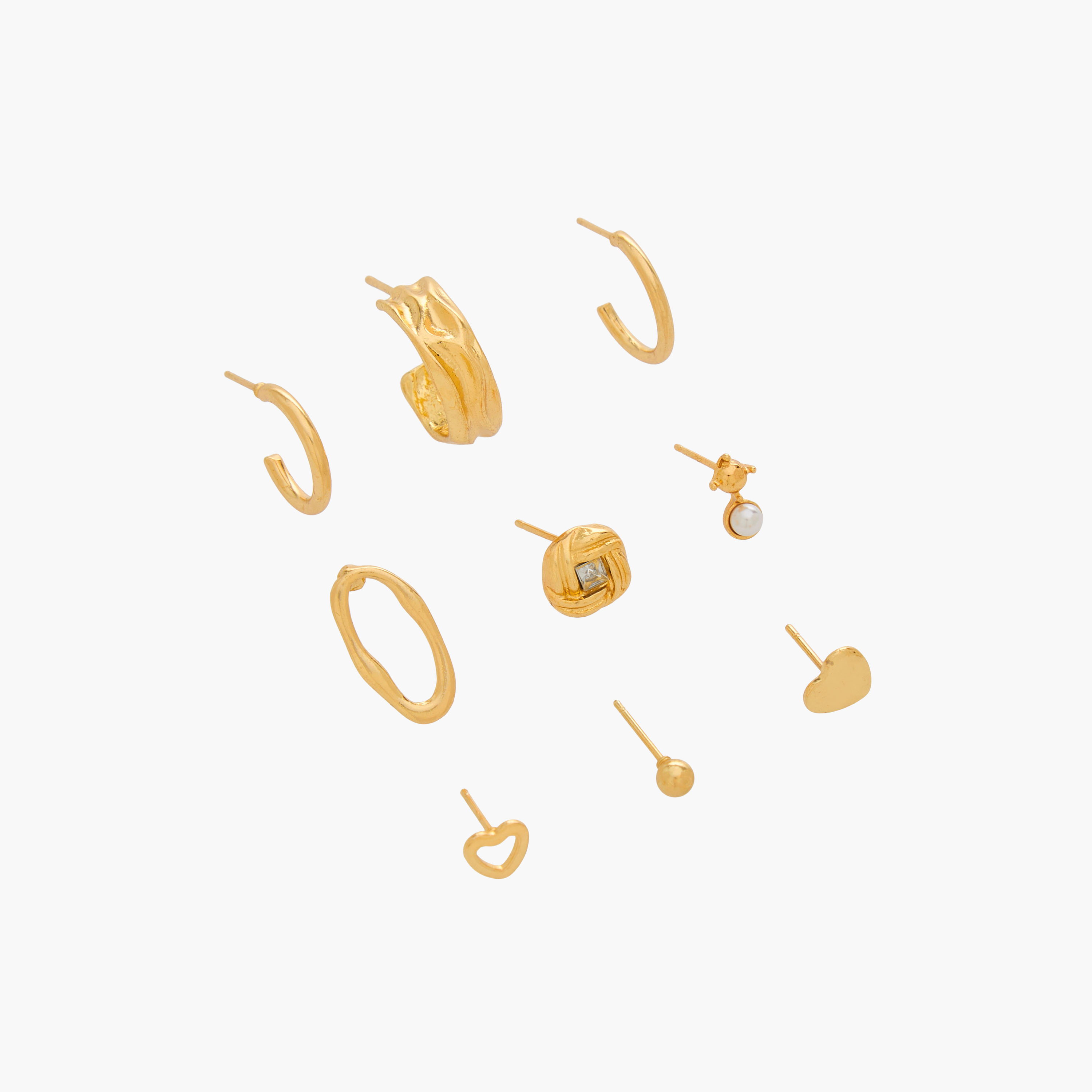 Pack of 9 Gold Tone Assorted Earrings with Pushback Closure-women-watchesandjewellery-jewellery-earrings-image-2