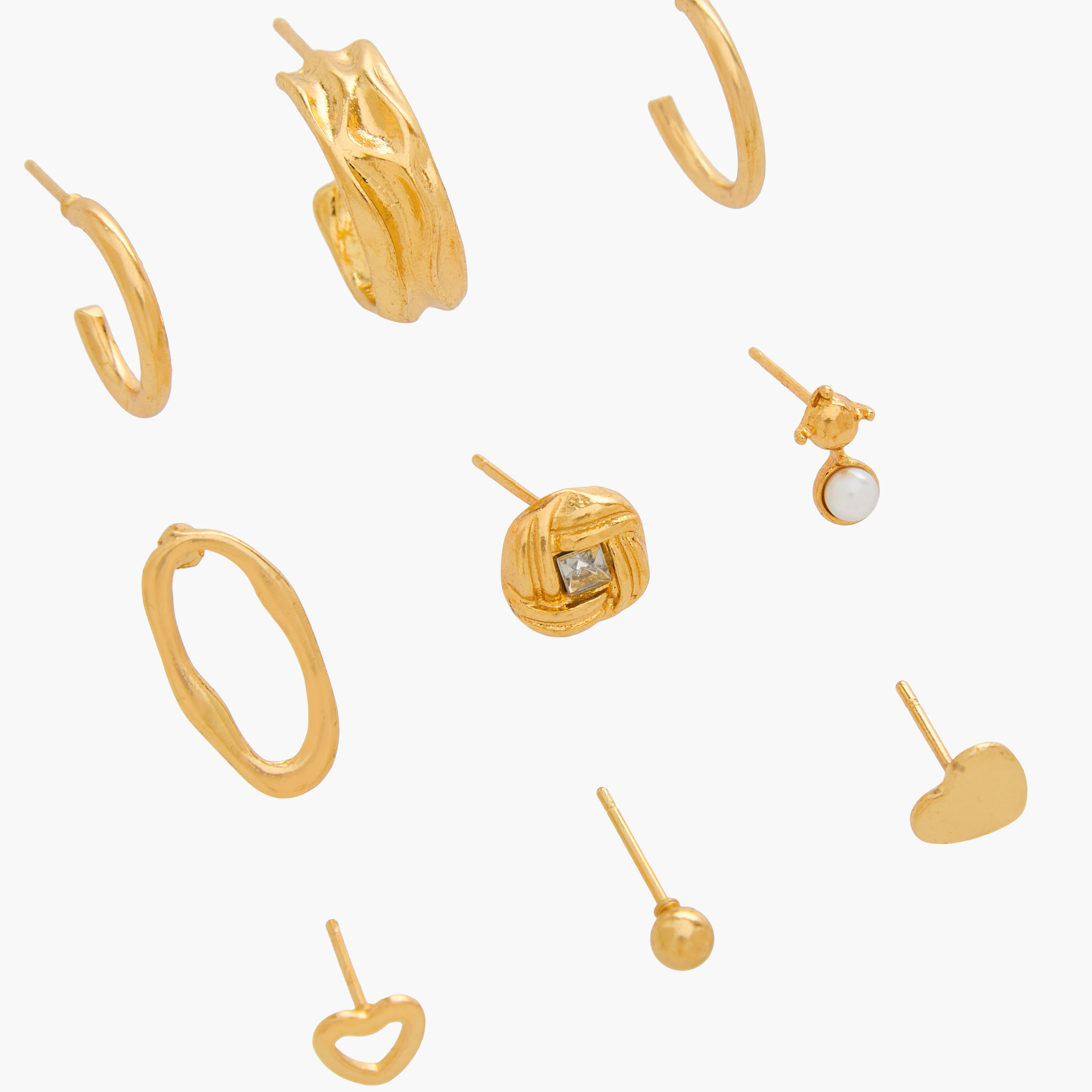 Pack of 9 Gold Tone Assorted Earrings with Pushback Closure-women-watchesandjewellery-jewellery-earrings-image-3