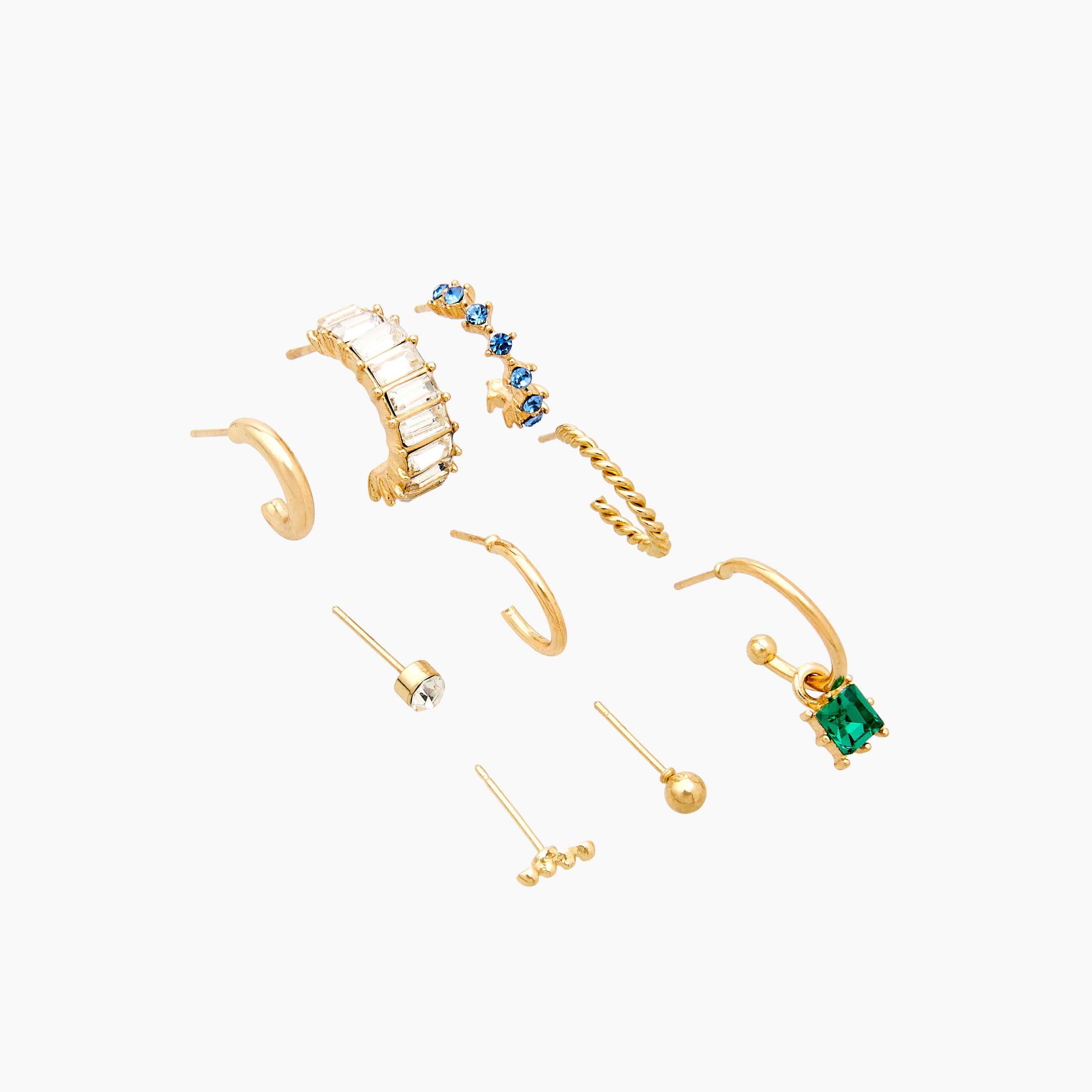 حلقان متنوعة بلون ذهبي ومكبس إغلاق - عبوة 9 أزواج-women-watchesandjewellery-jewellery-earrings-image-2