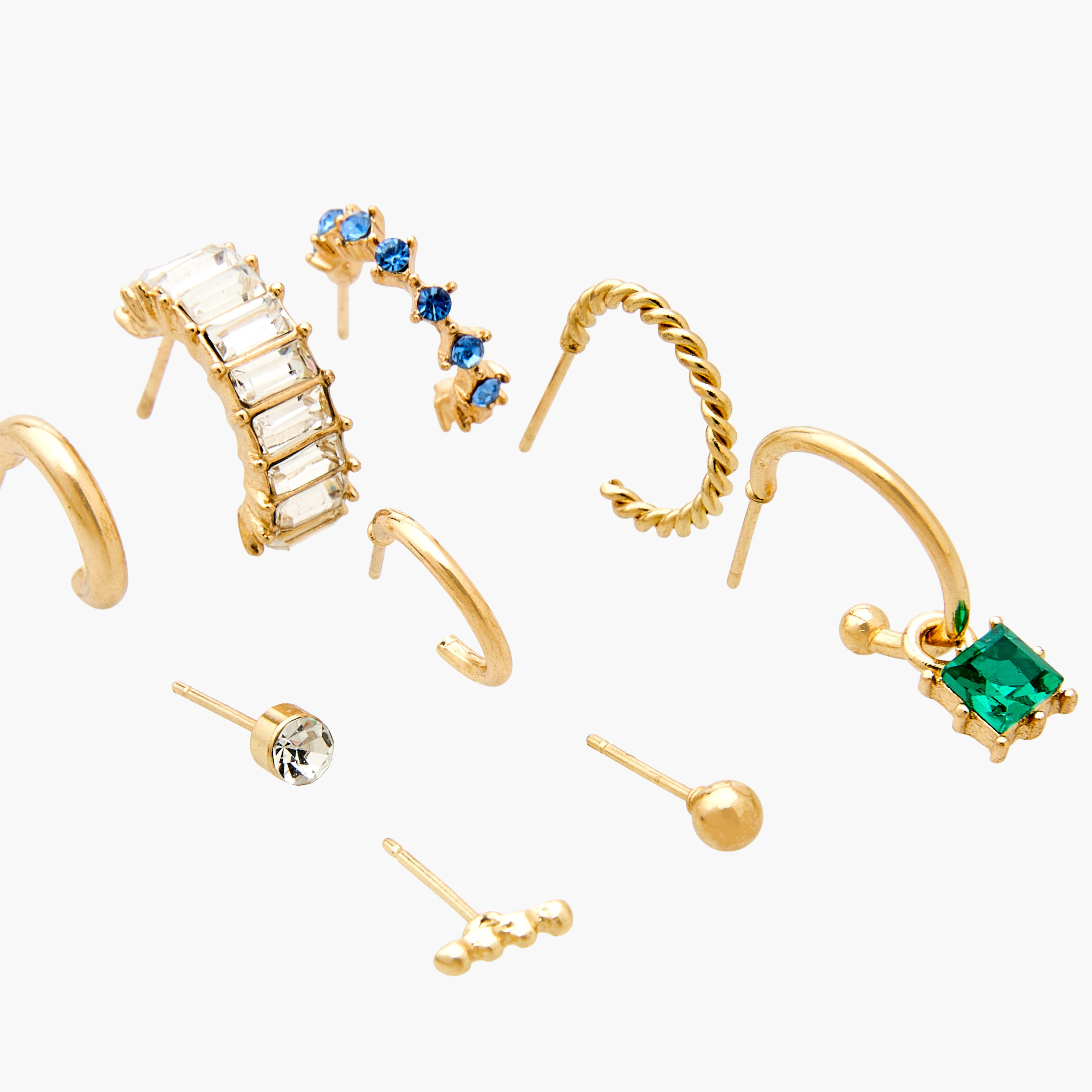 حلقان متنوعة بلون ذهبي ومكبس إغلاق - عبوة 9 أزواج-women-watchesandjewellery-jewellery-earrings-image-3