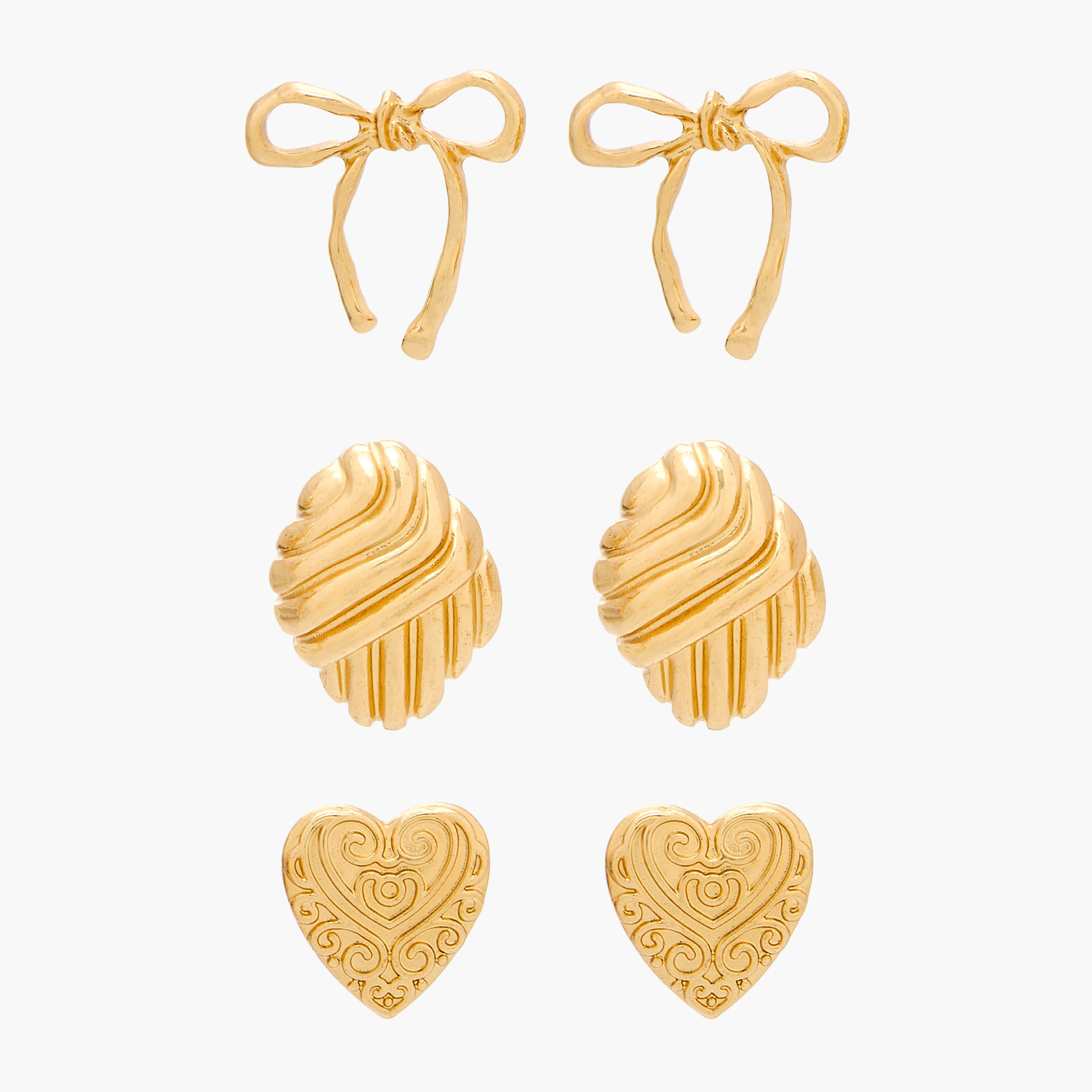 Pack of 3 Metallic Stud Earrings with Pushback Closure-women-watchesandjewellery-jewellery-earrings-image-1