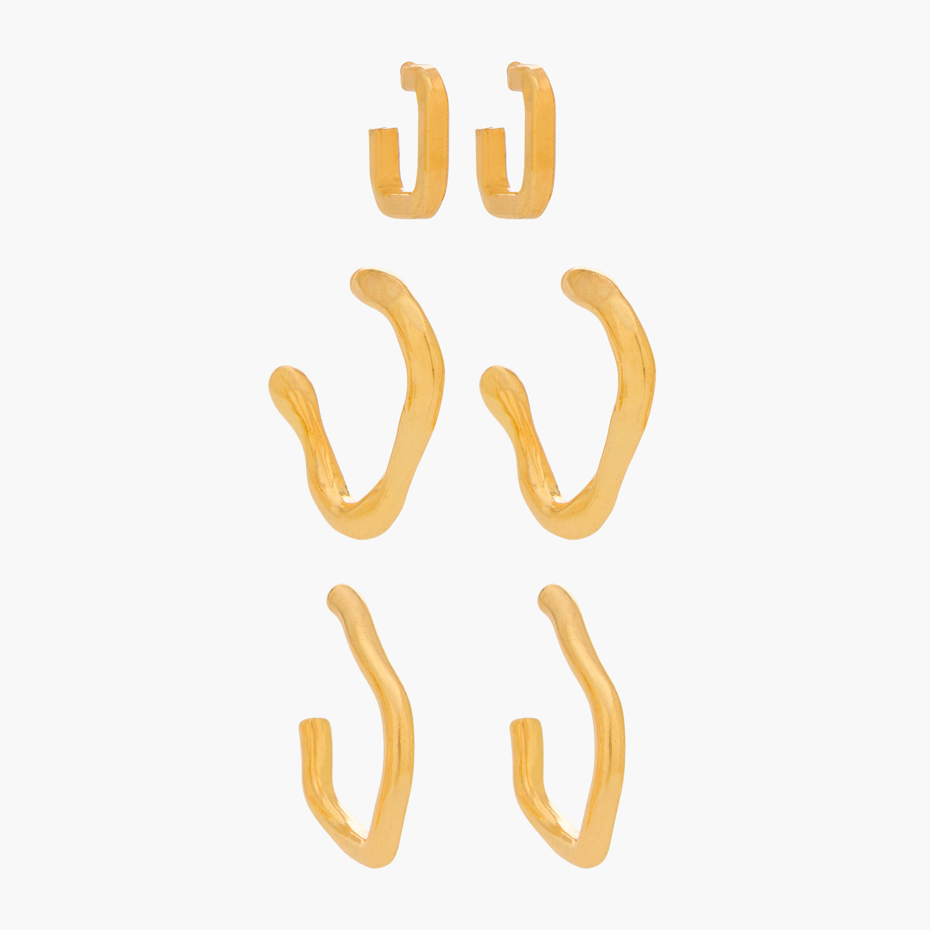 Pack of 3 Gold Tone Hoop Earrings with Pushback Closure-women-watchesandjewellery-jewellery-earrings-image-1