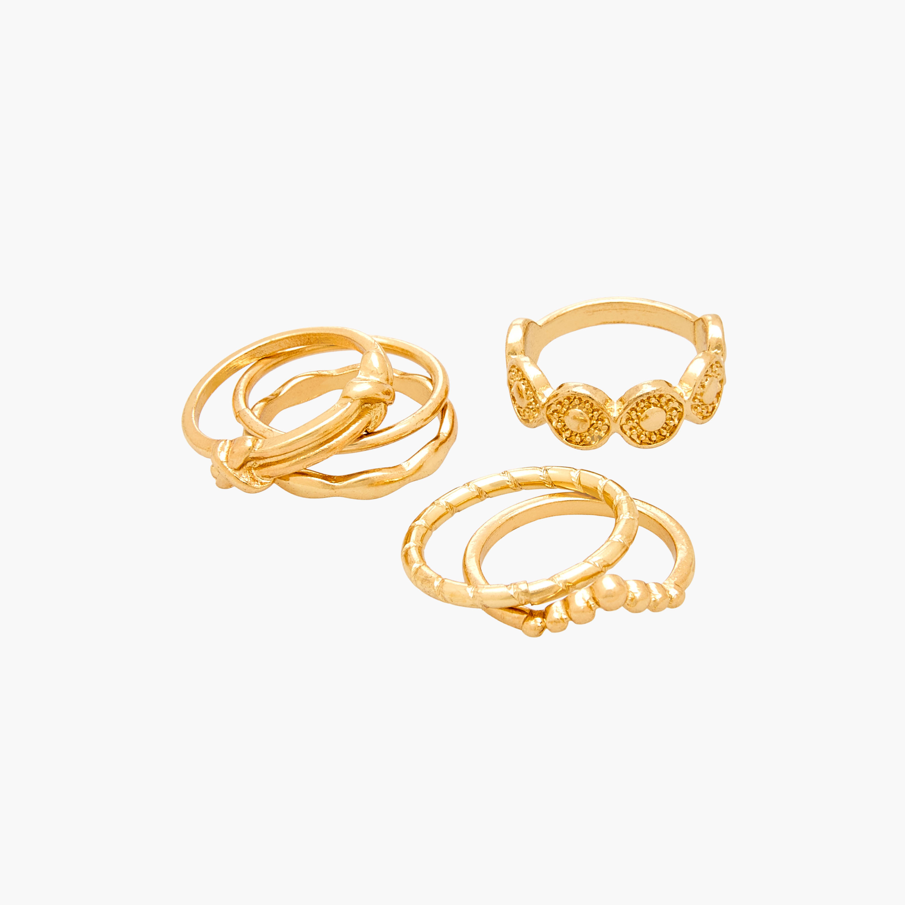 طقم خواتم ذهبية 9 قطع متنوعة-women-watchesandjewellery-jewellery-rings-image-2