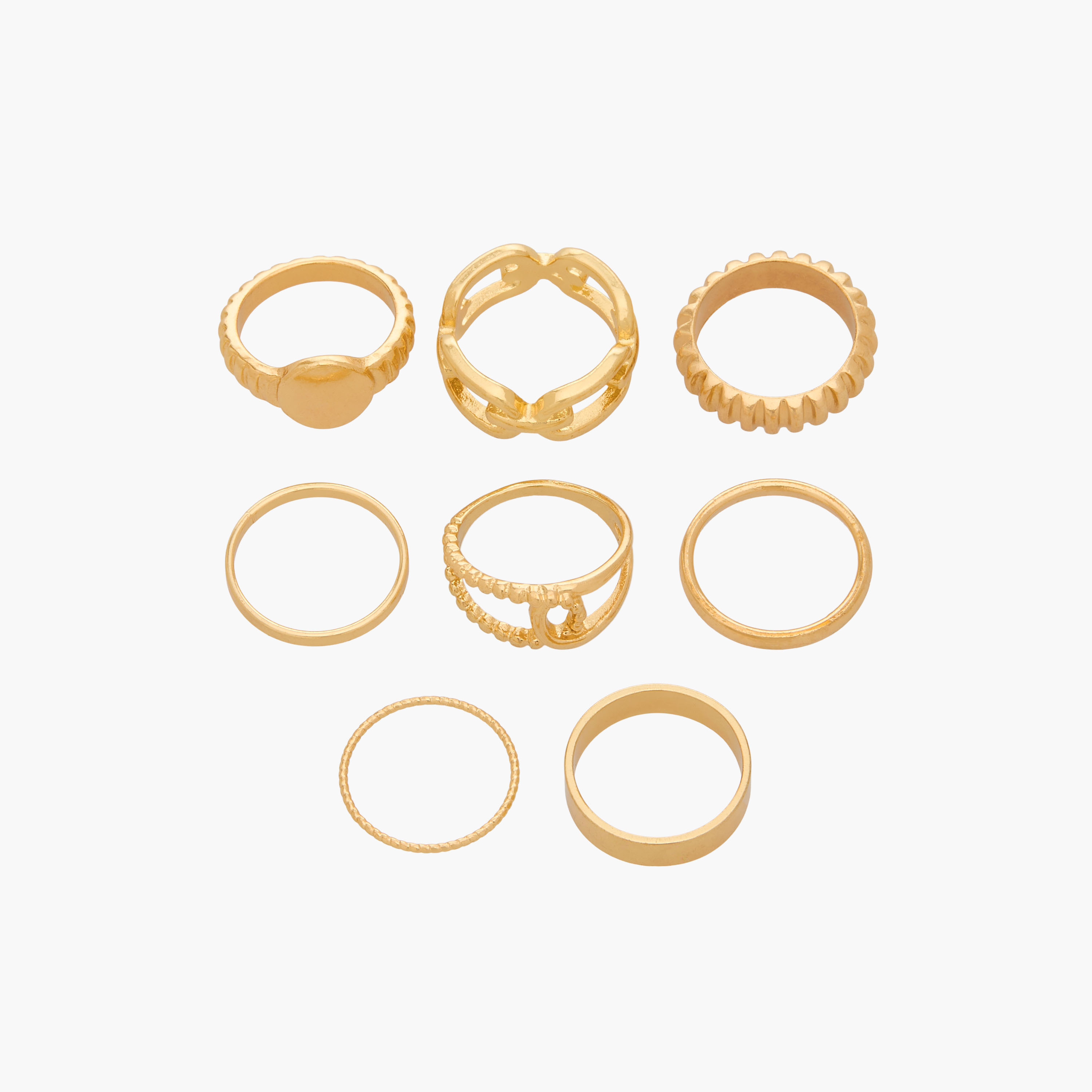 Set of 8 - Assorted Gold Tone Ring-women-watchesandjewellery-jewellery-rings-image-1