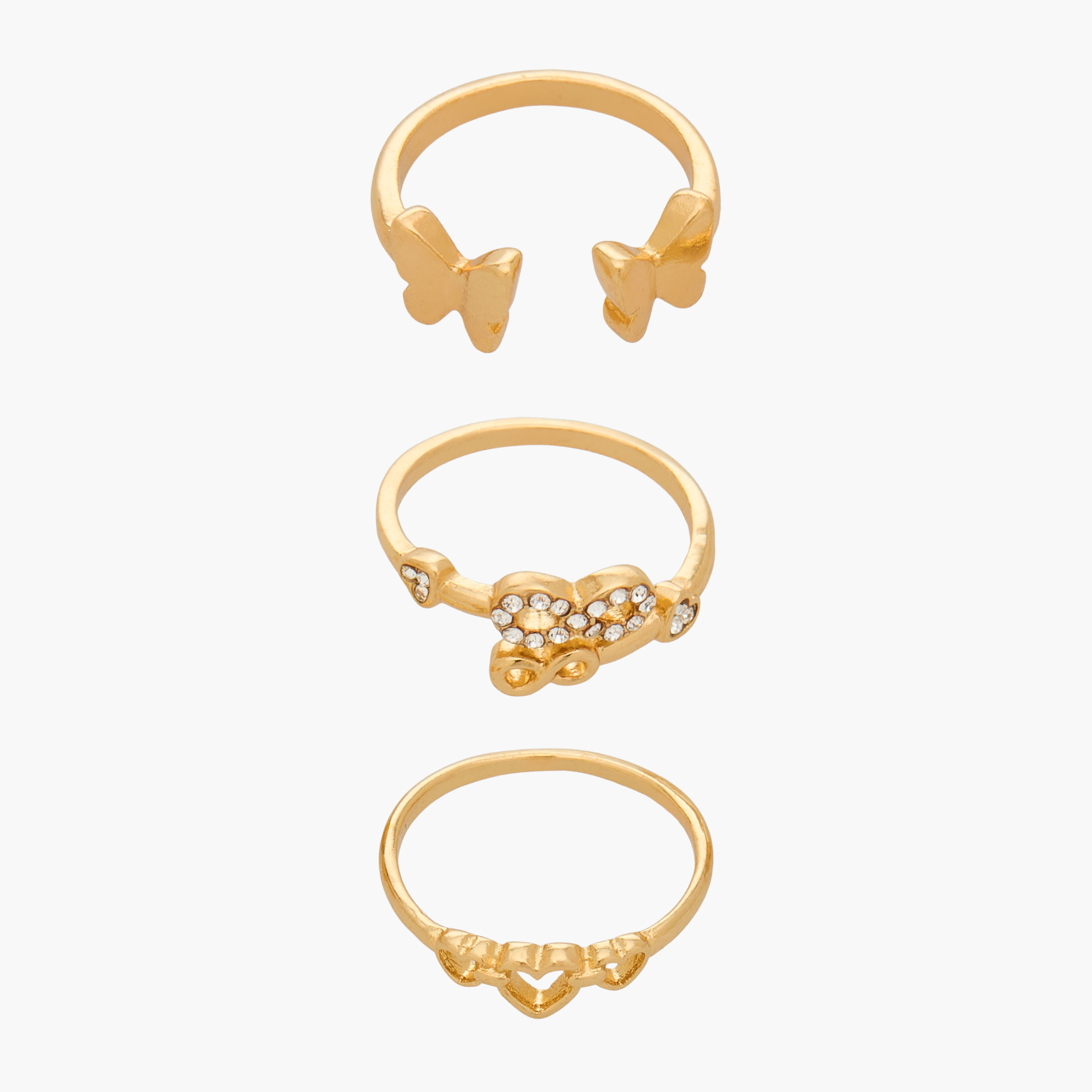 Set of 3 - Assorted Gold Tone Rings-women-watchesandjewellery-jewellery-rings-image-1