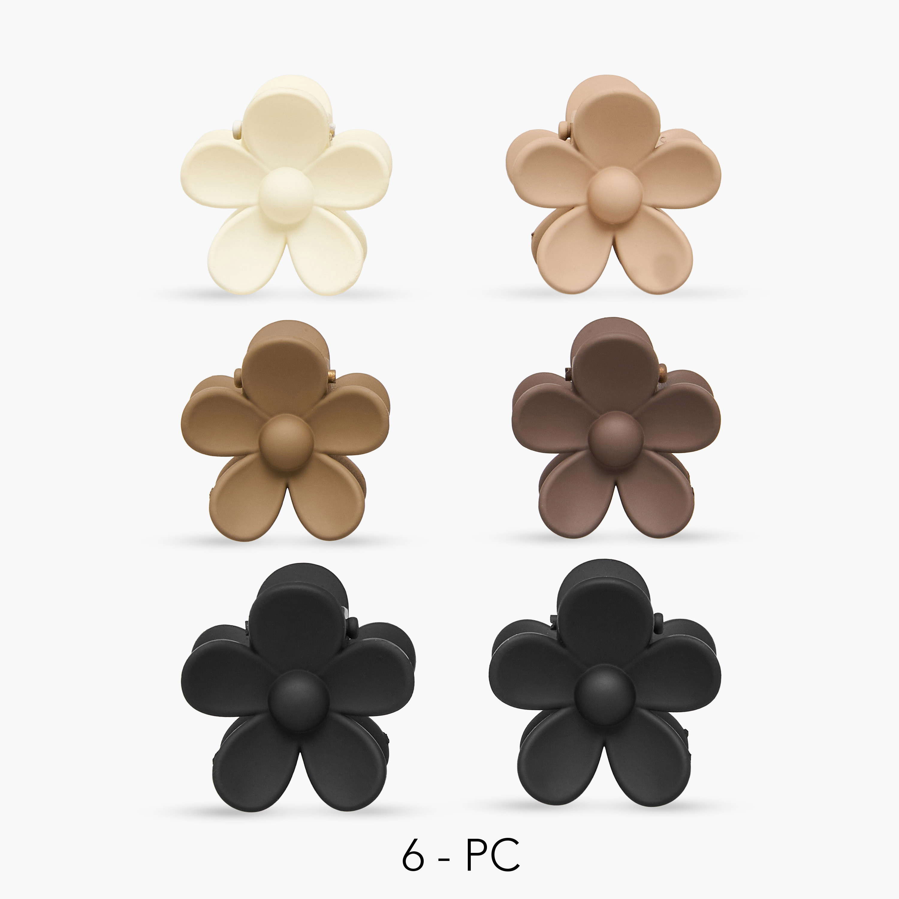Pack of 6 Floral Hair Clamps with Matte Finish-women-hairaccessories-clamps-image-1