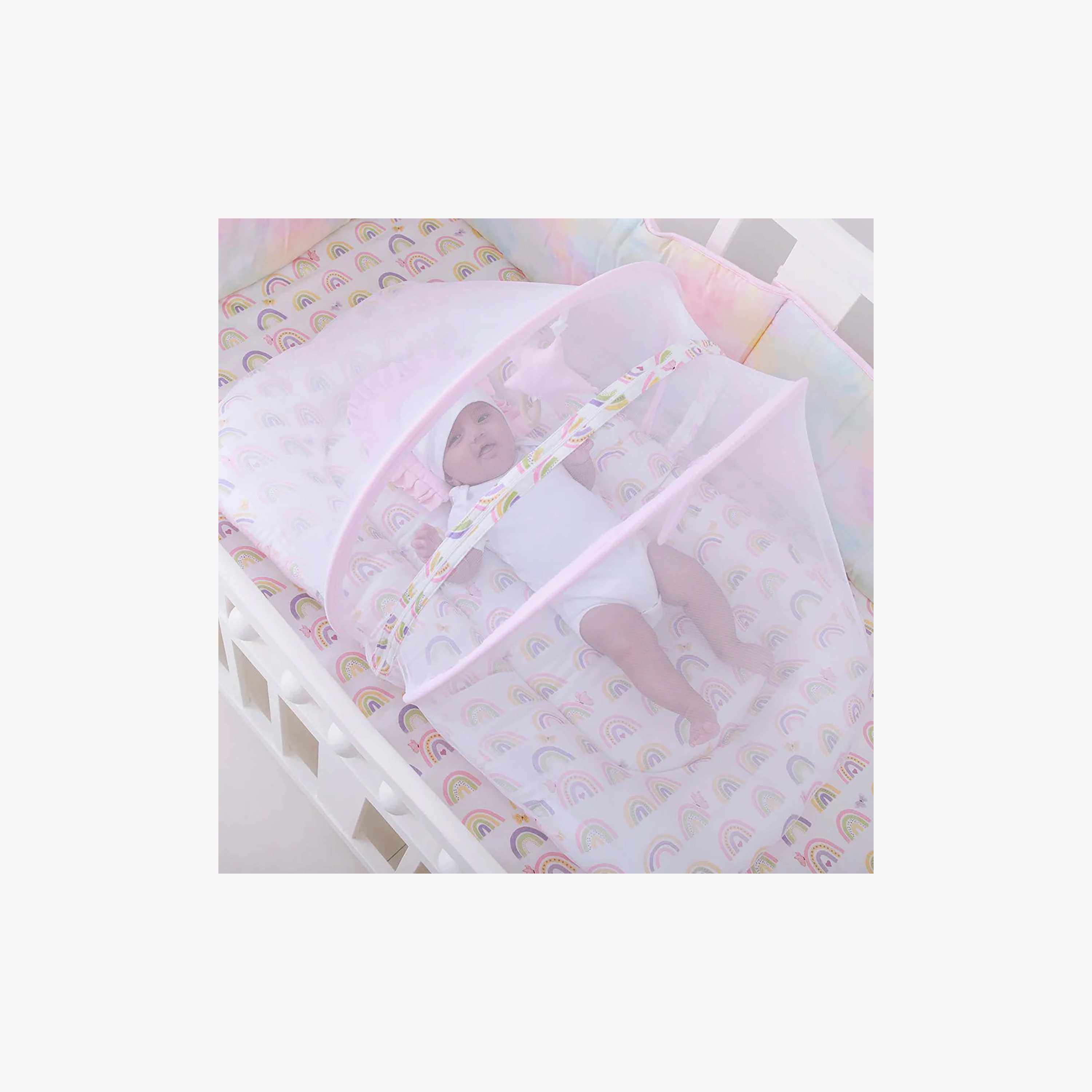 Fancy Fluff Mosquito Net Bed with Hanging Toys-baby-nursery-babybedding-image-4