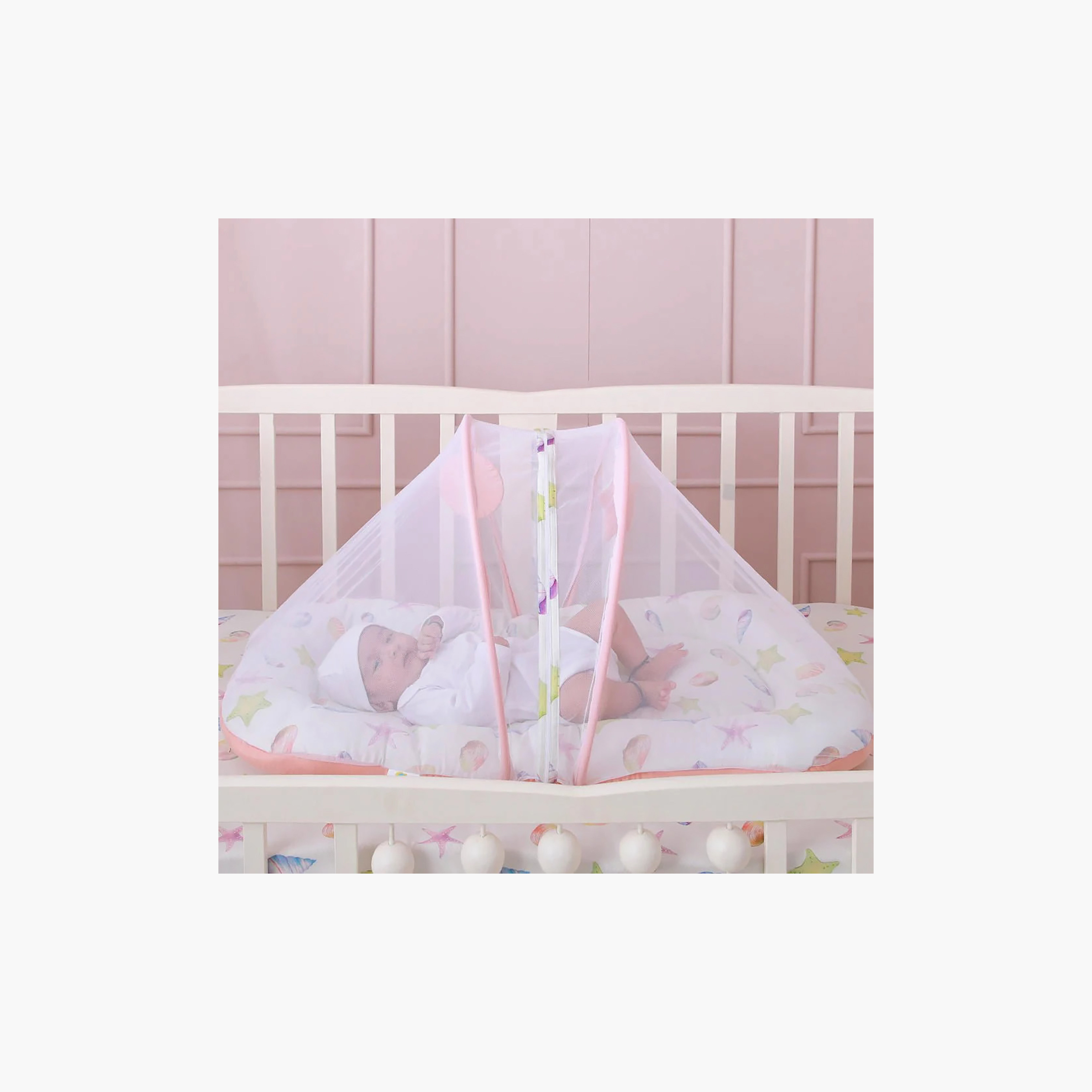 Fancy Fluff Mosquito Net Bed with Hanging Toys-baby-nursery-babybedding-image-4