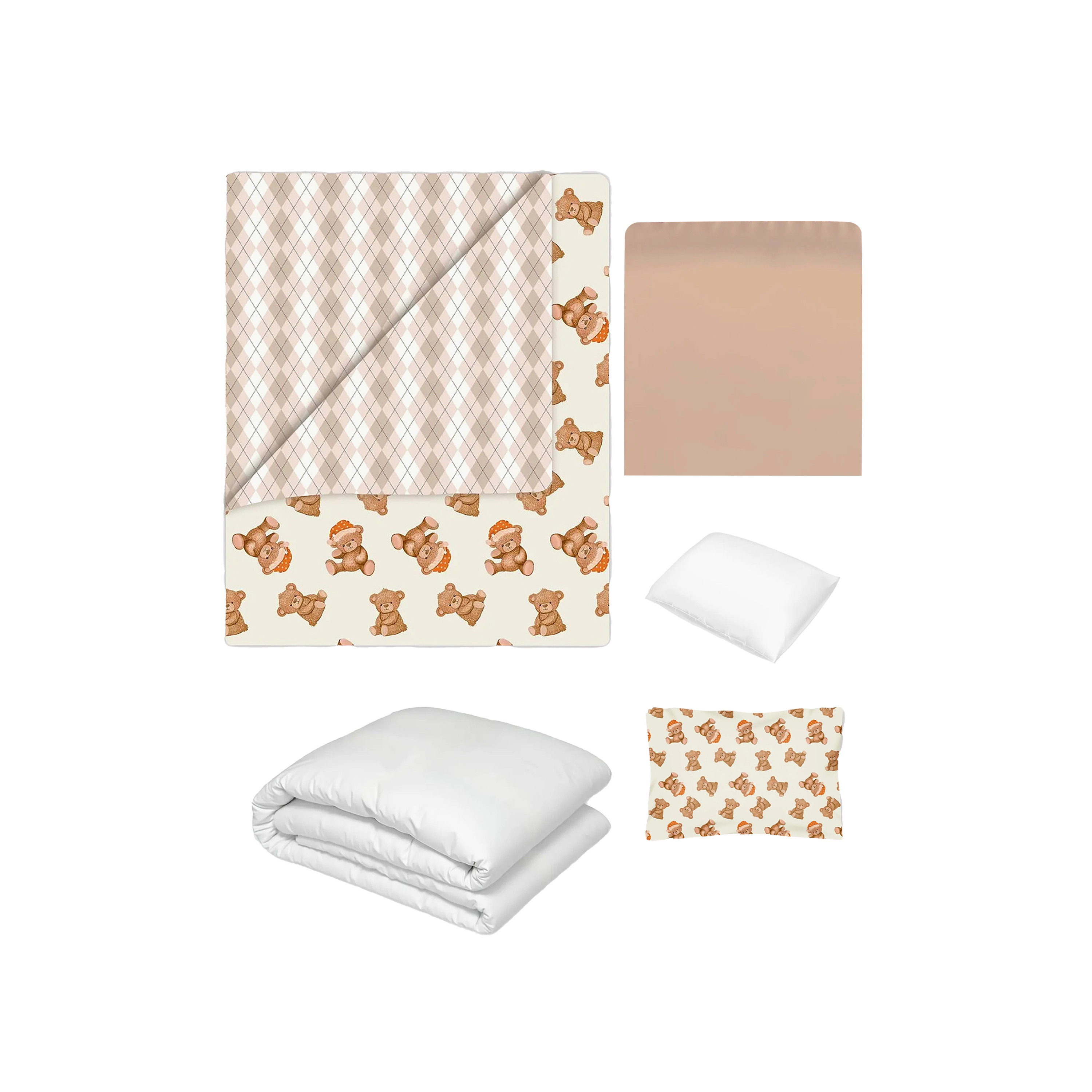 Fancy Fluff Baby Bedding Set with Teddy Bear Print, 120x150 cm-baby-nursery-babybedding-image-1