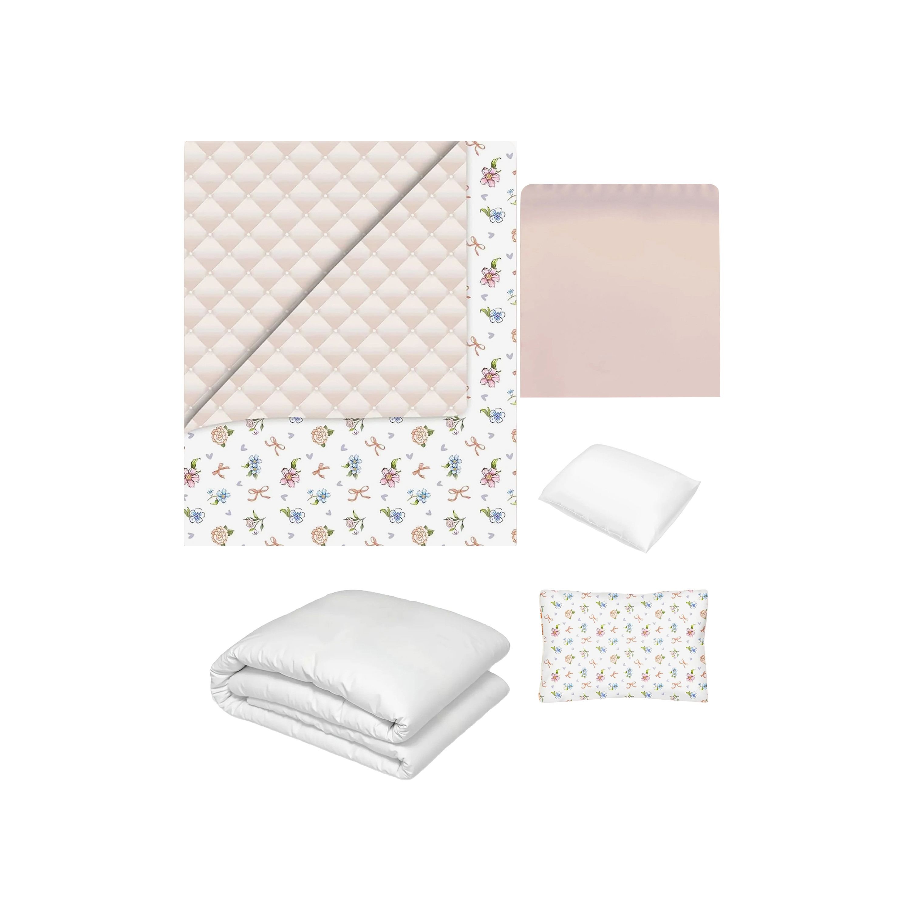 Fancy Fluff Baby Bedding Set with Floral Print, 120x150 cm-baby-nursery-babybedding-image-1