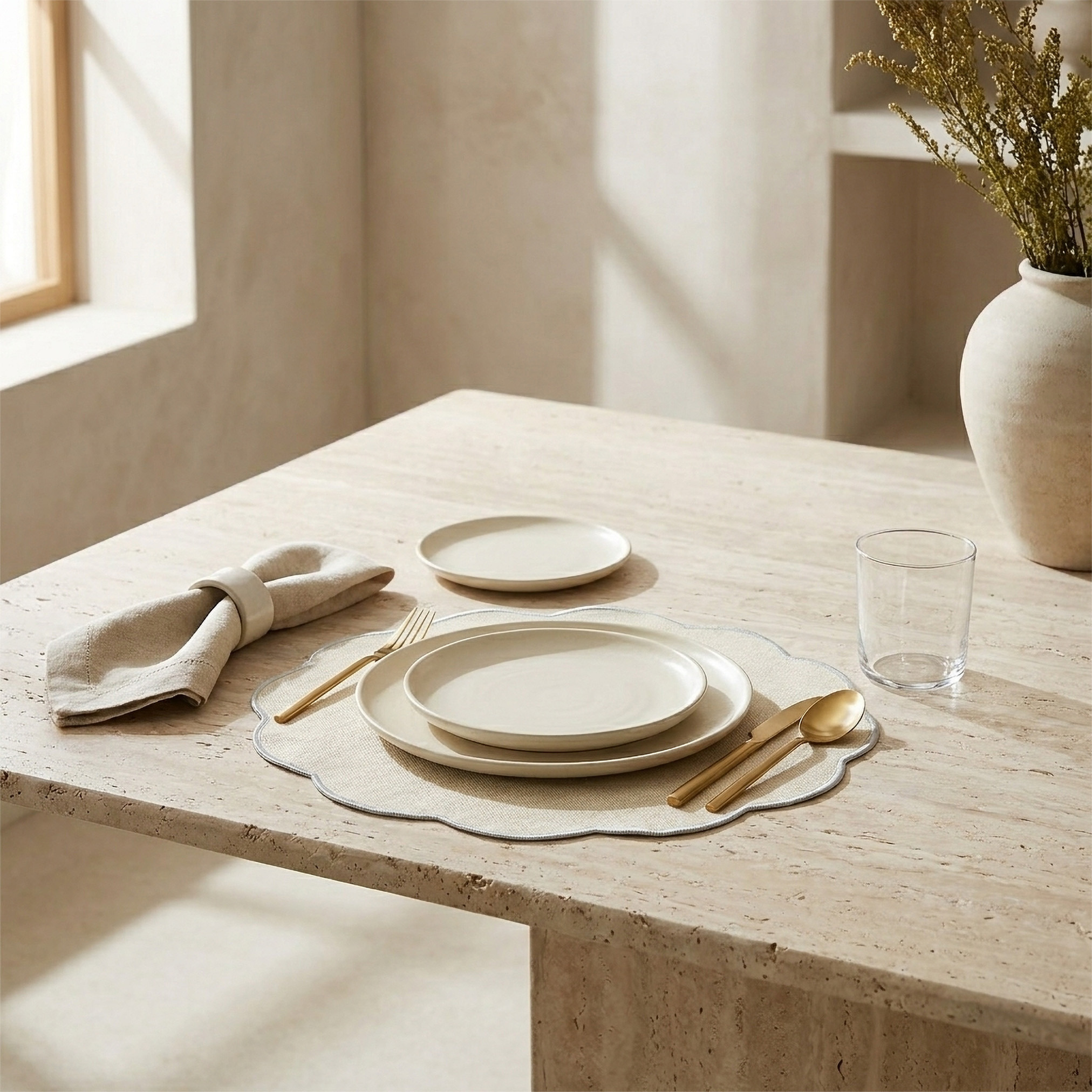 مفرش طاولة مموج بتطريز على الحواف - 38 سم-household-dining-tablelinen-placemats-image-4