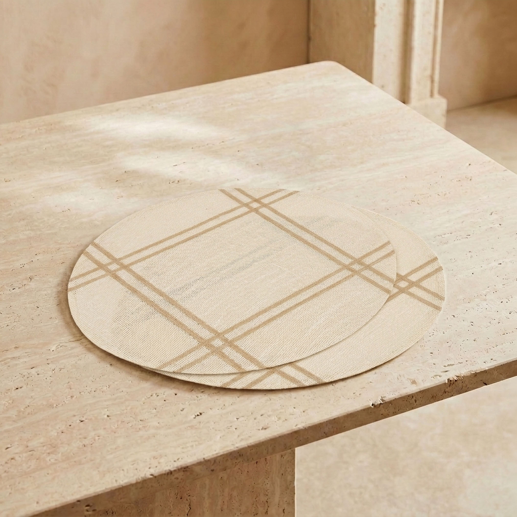 طقم لبادات صحون كاروهات جوت قطعتين - 38 سم-household-dining-tablelinen-placemats-image-2