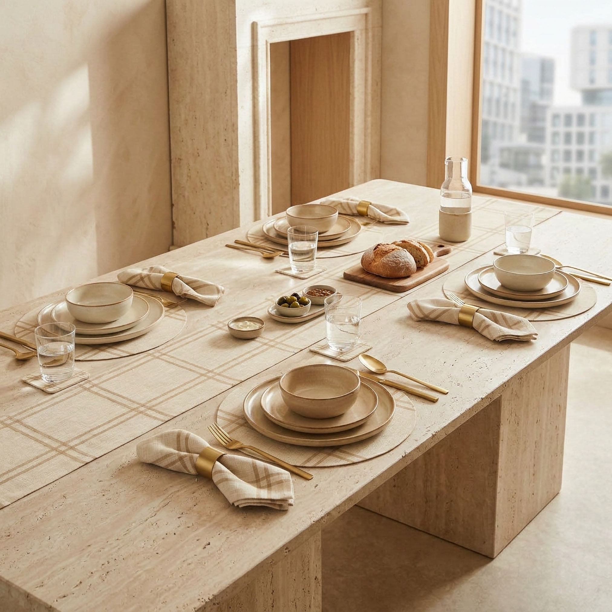 طقم لبادات صحون كاروهات جوت قطعتين - 38 سم-household-dining-tablelinen-placemats-image-4