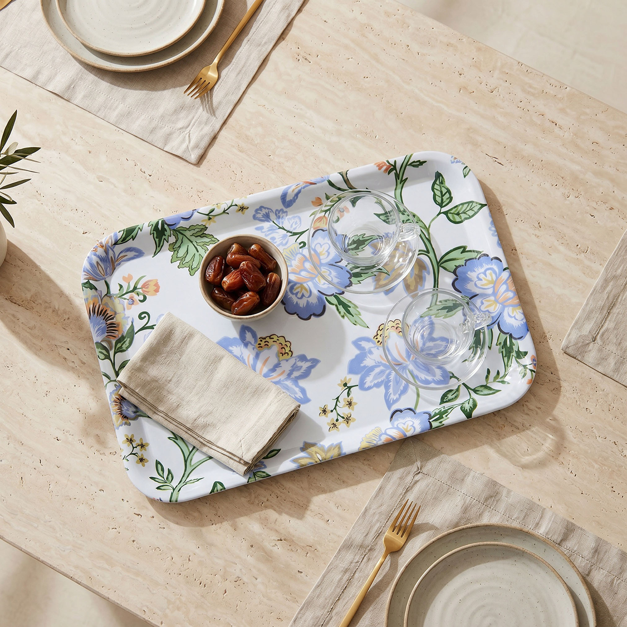 صينية تقديم ميلامين بطبعات زهور - 39x28 سم-household-dining-serveware-servingtrays-image-3