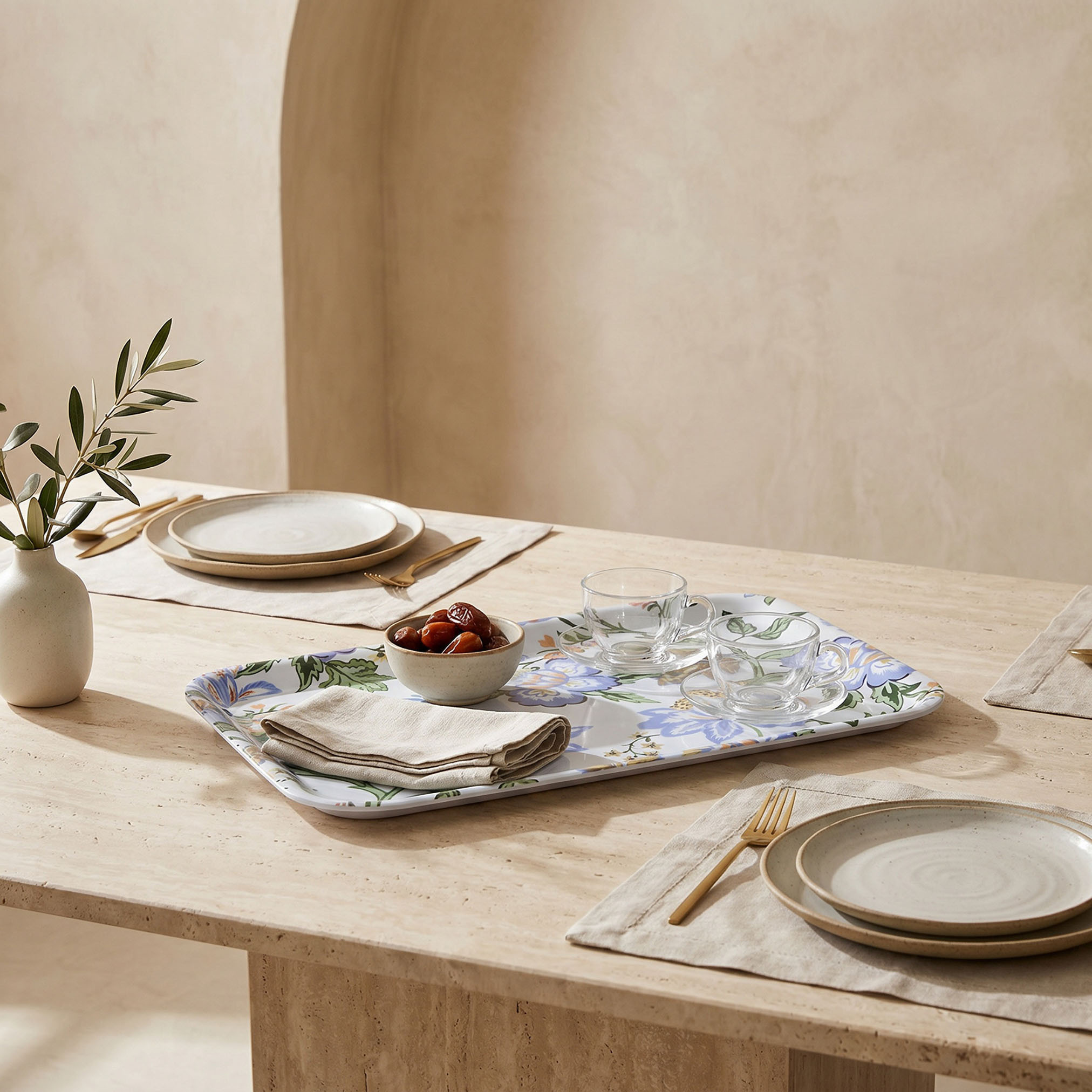 صينية تقديم ميلامين بطبعات زهور - 39x28 سم-household-dining-serveware-servingtrays-image-2