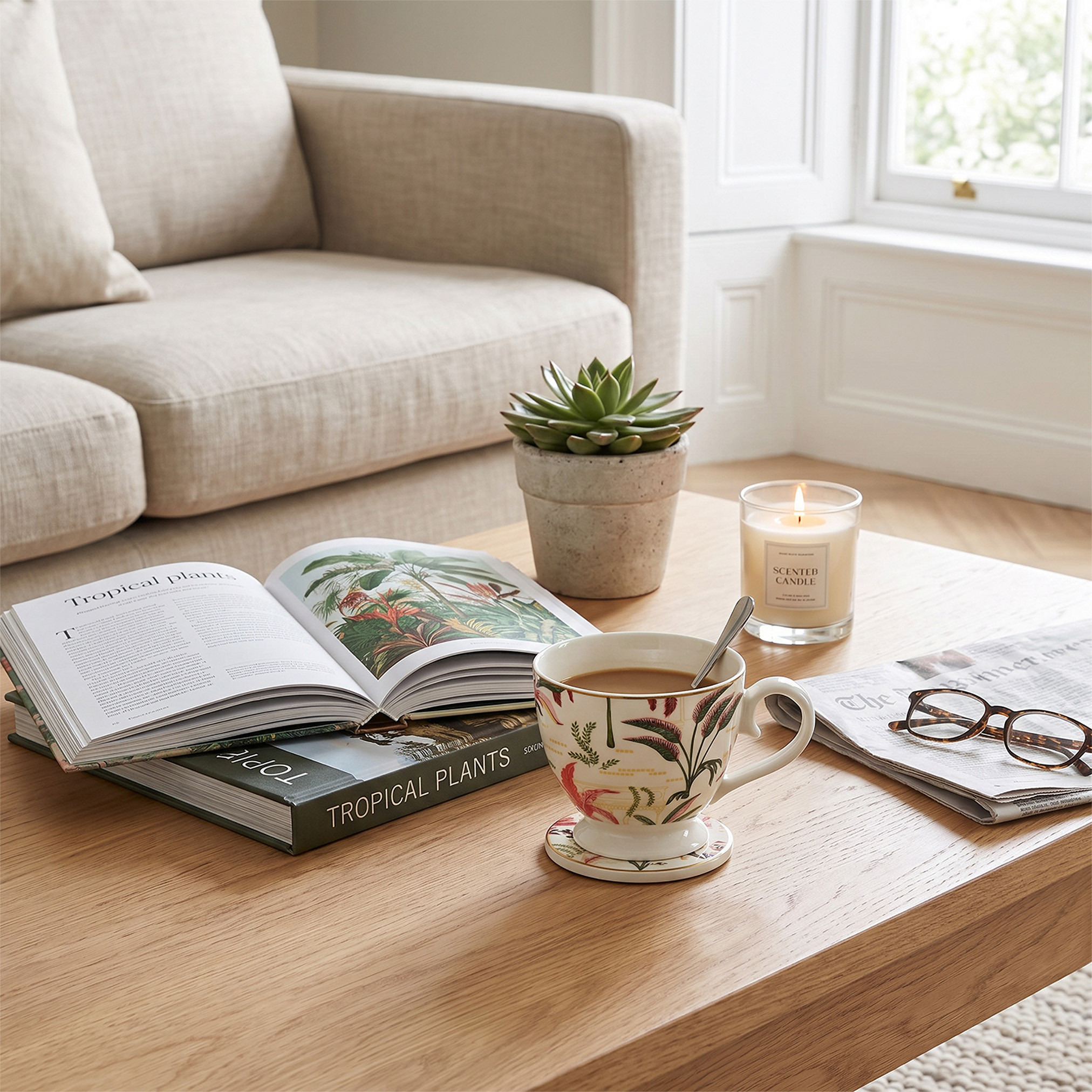 مج من الخزف الصيني بمقبض وطبعات استوائية - 445 مل-household-dining-teaandcoffee-mugsandcups-image-4