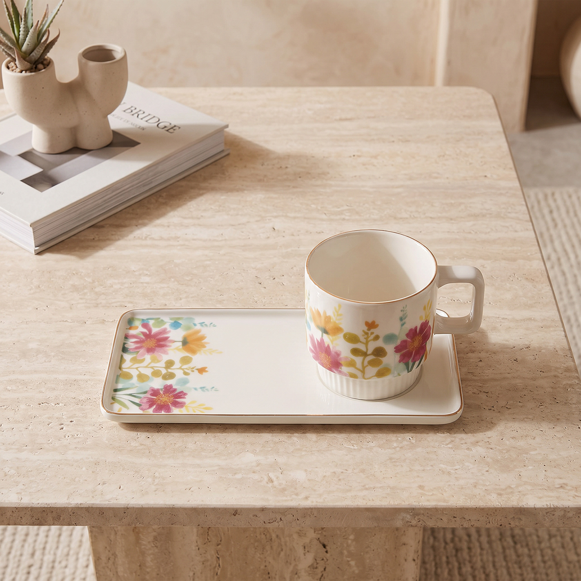 طقم كوب وصحن قطعتين بطبعات زهرية-household-dining-teaandcoffee-teaandcoffeesets-image-2