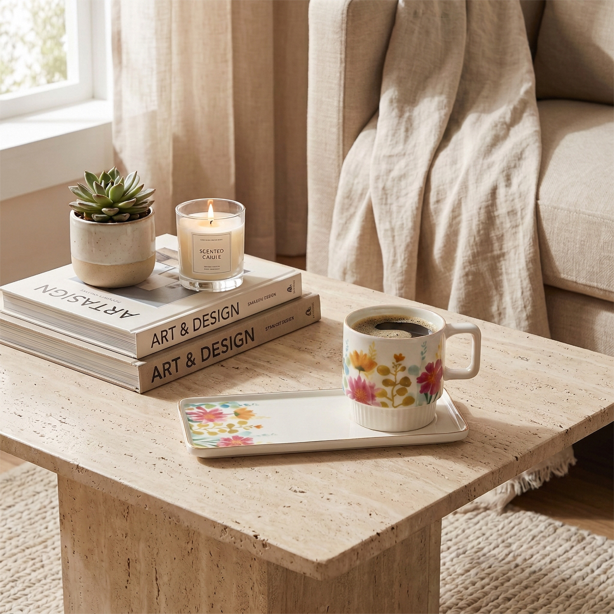 طقم كوب وصحن قطعتين بطبعات زهرية-household-dining-teaandcoffee-teaandcoffeesets-image-4