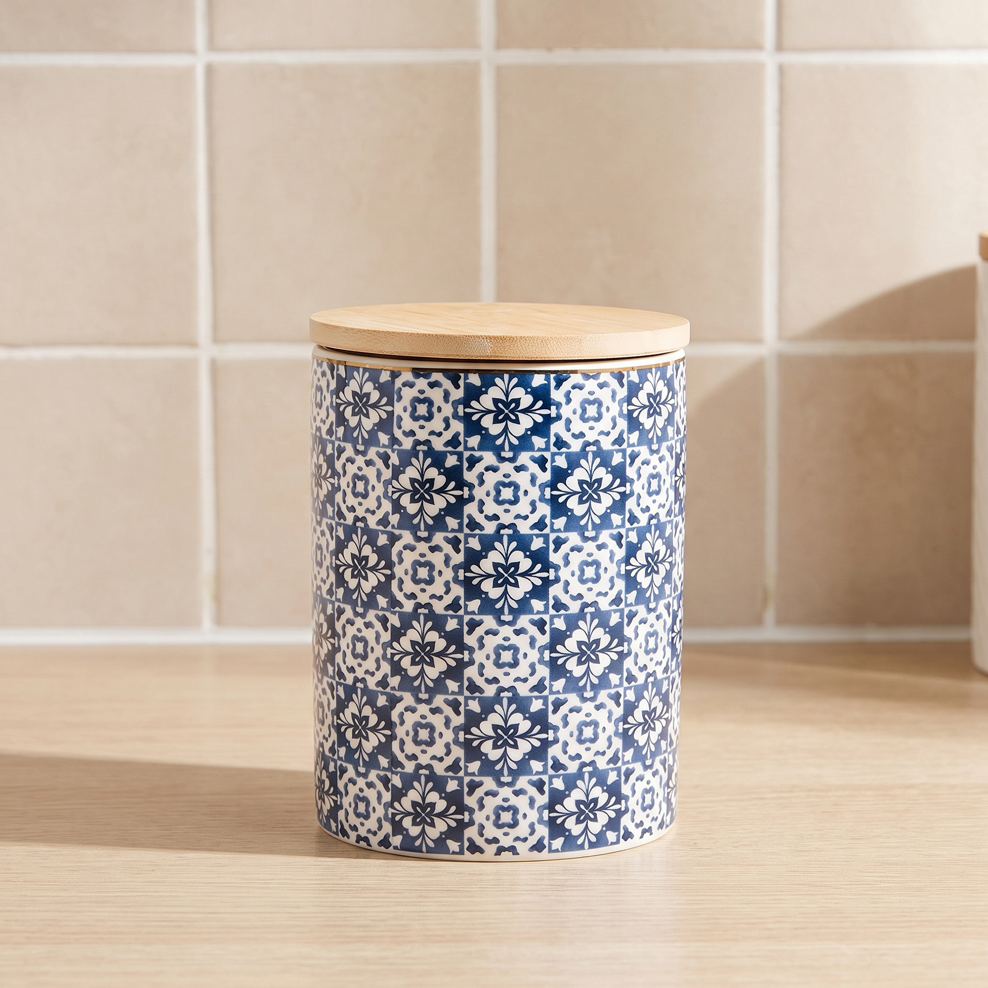 Azari Printed Ceramic Canister with Lid - 600 ml-household-kitchen-foodstorage-containers-image-1