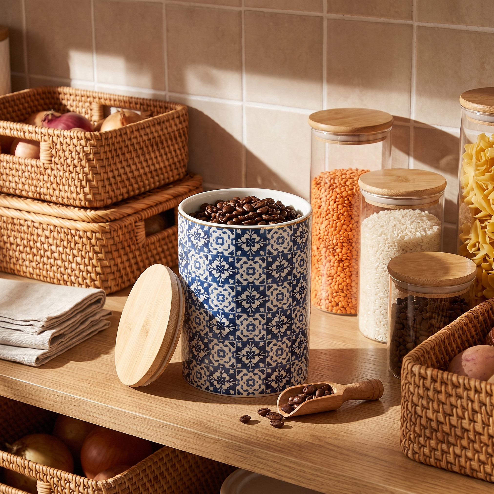 Azari Printed Ceramic Canister with Lid - 600 ml-household-kitchen-foodstorage-containers-image-5