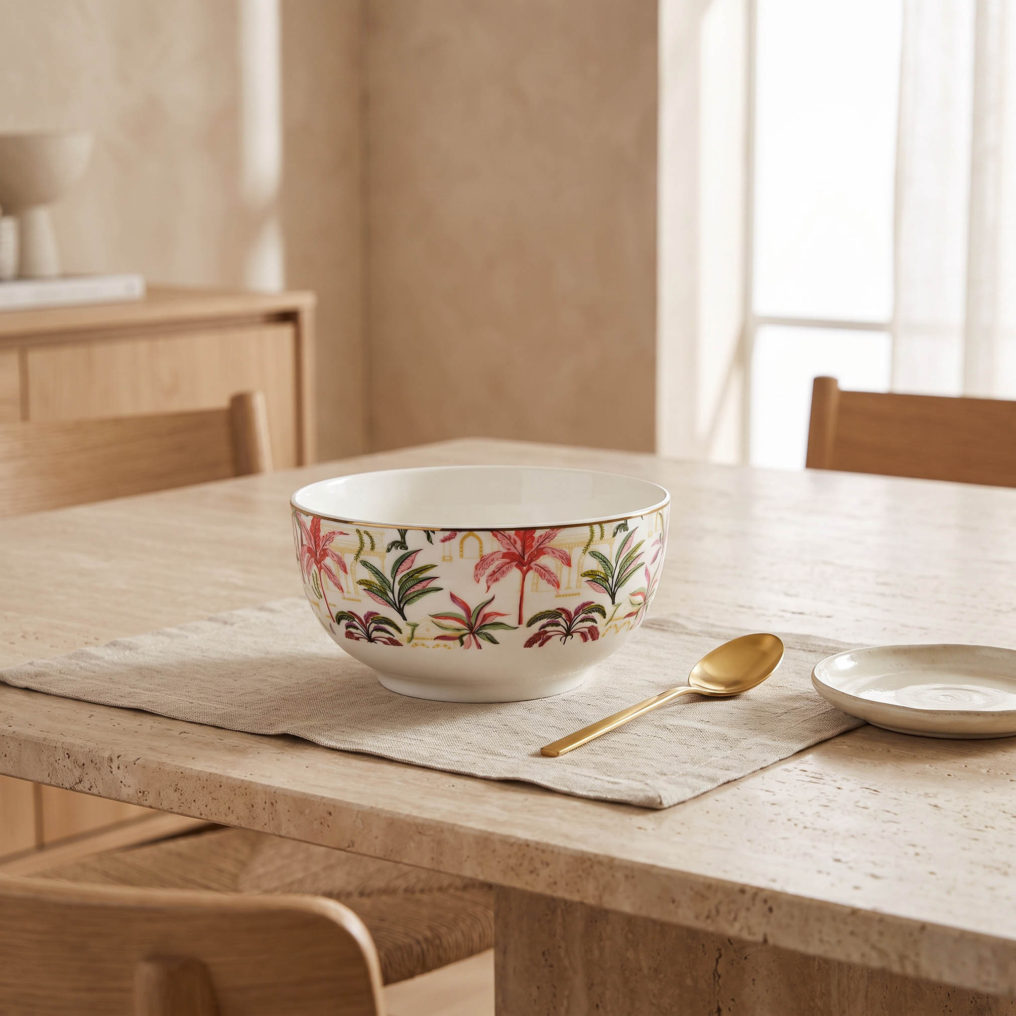 Palm Print New Bone China Bowl - 480 ml-household-dining-dinnerware-bowls-image-1
