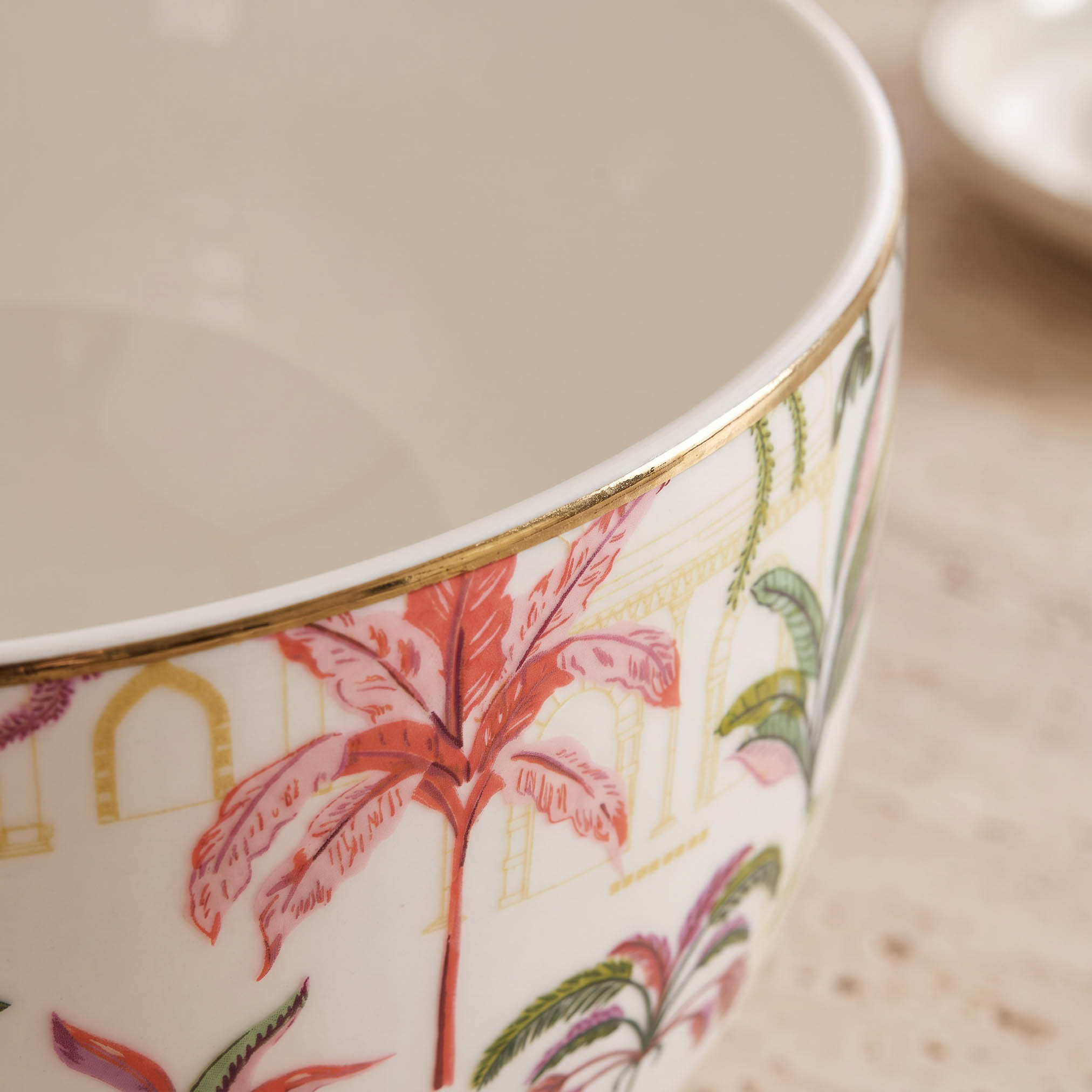 Palm Print New Bone China Bowl - 480 ml-household-dining-dinnerware-bowls-image-3