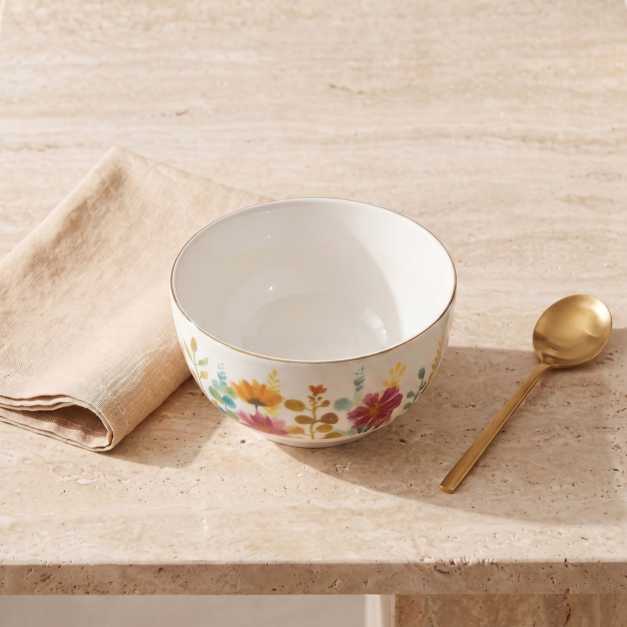 Floral Print New Bone China Bowl - 480 ml-household-dining-dinnerware-bowls-image-2