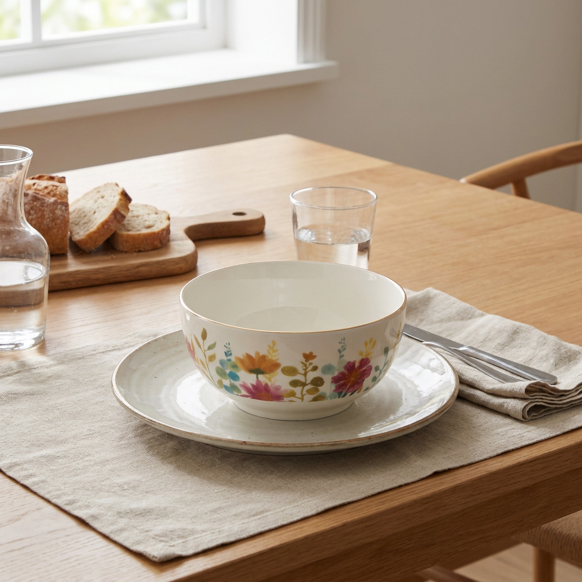 Floral Print New Bone China Bowl - 480 ml-household-dining-dinnerware-bowls-image-4