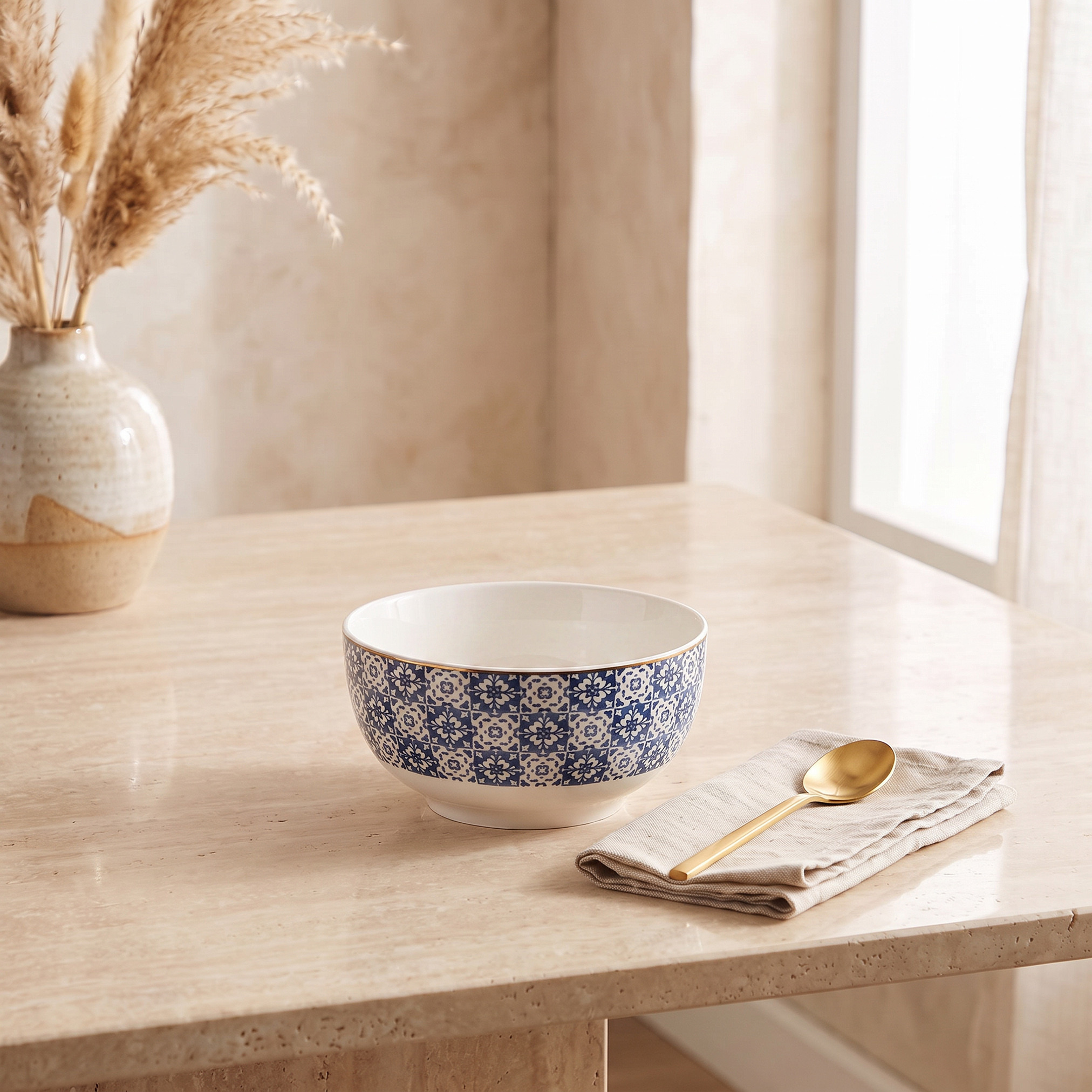 Azari Printed New Bone China Bowl - 480 ml-household-dining-dinnerware-bowls-image-1
