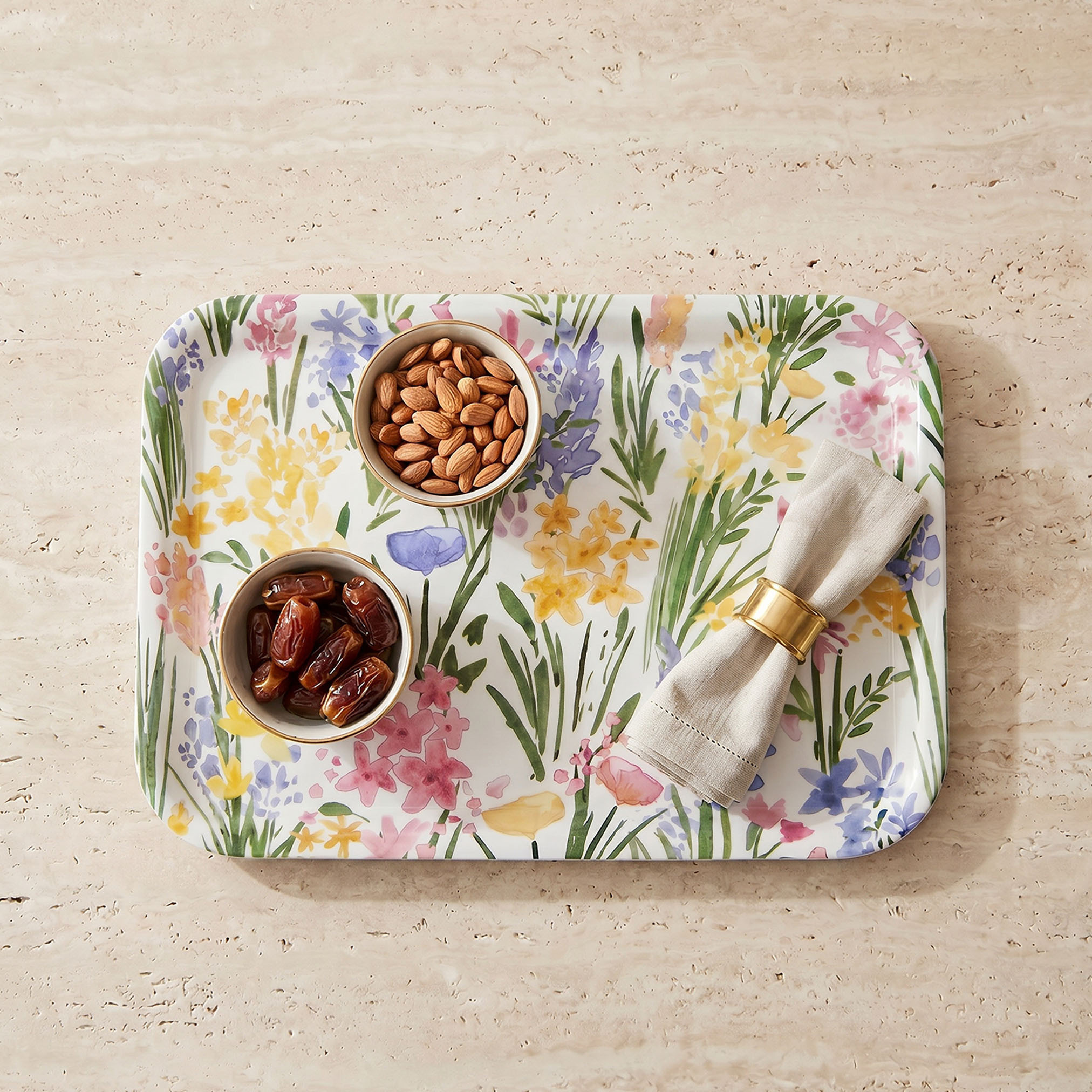 Floral Print Serving Tray-household-dining-serveware-servingtrays-image-1