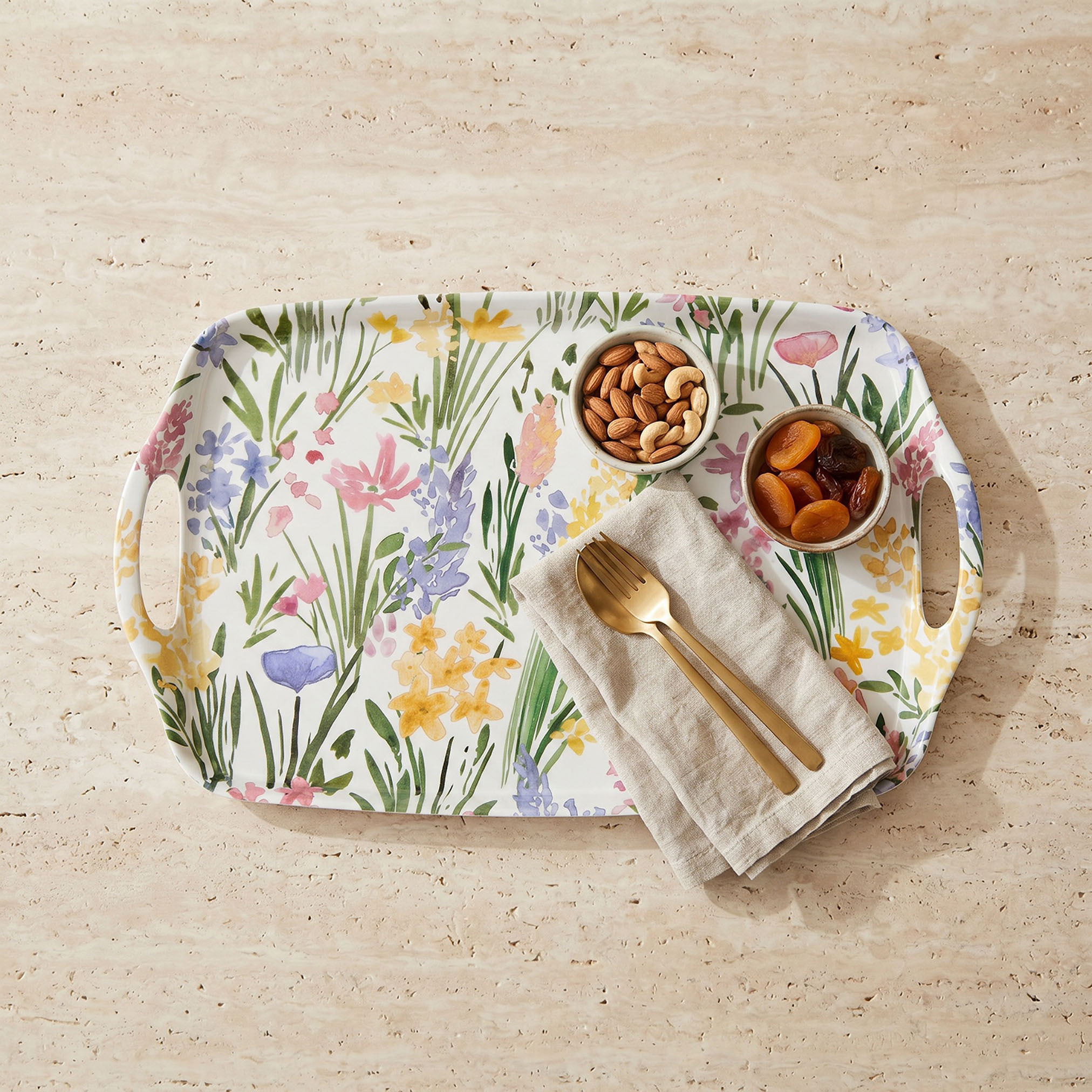 Fleur Floral Print Serving Tray - 40x31 cm-household-dining-serveware-servingtrays-image-1