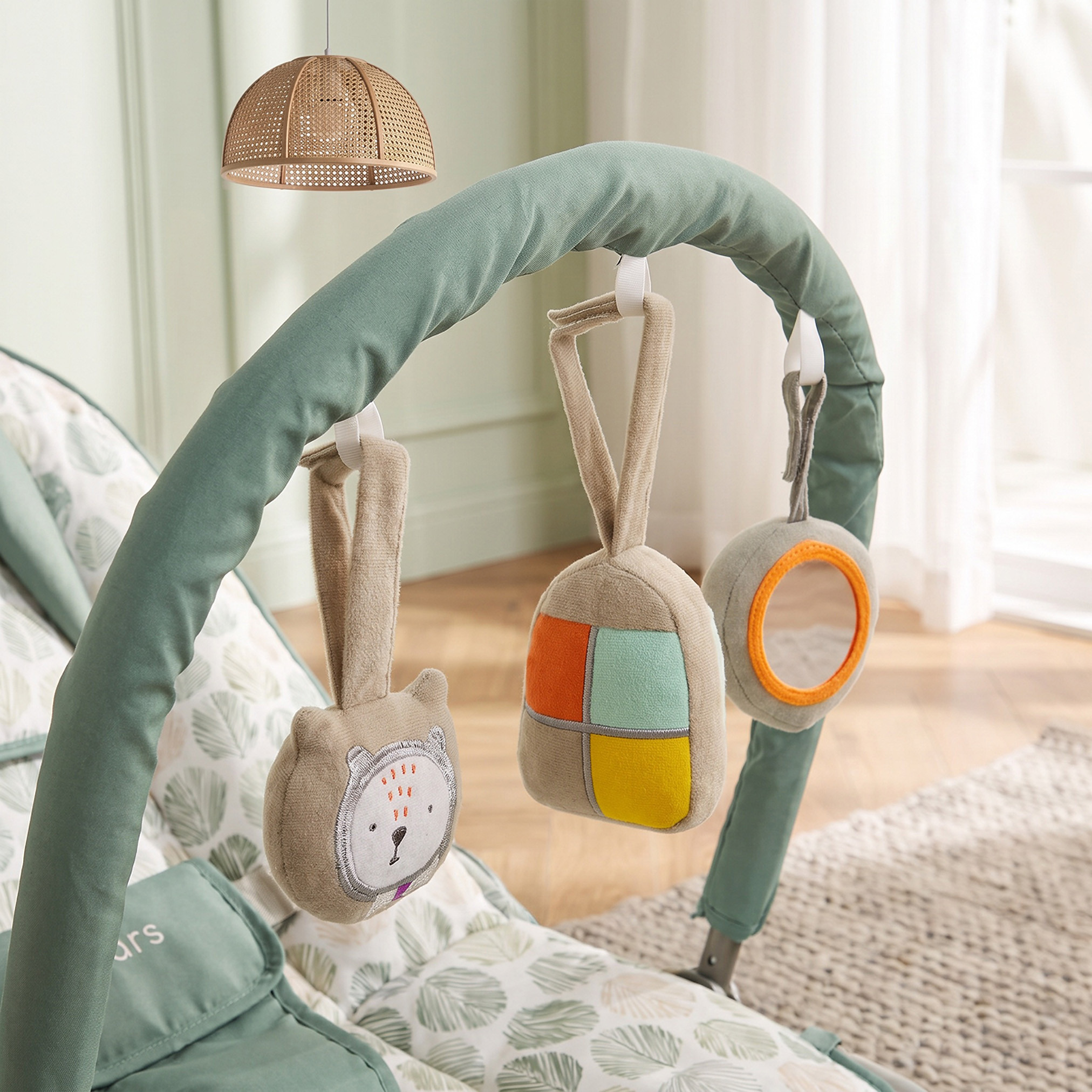 Juniors Leaf Print Baby Rocker with Toy Bar-baby-infantactivity-rockers-image-6