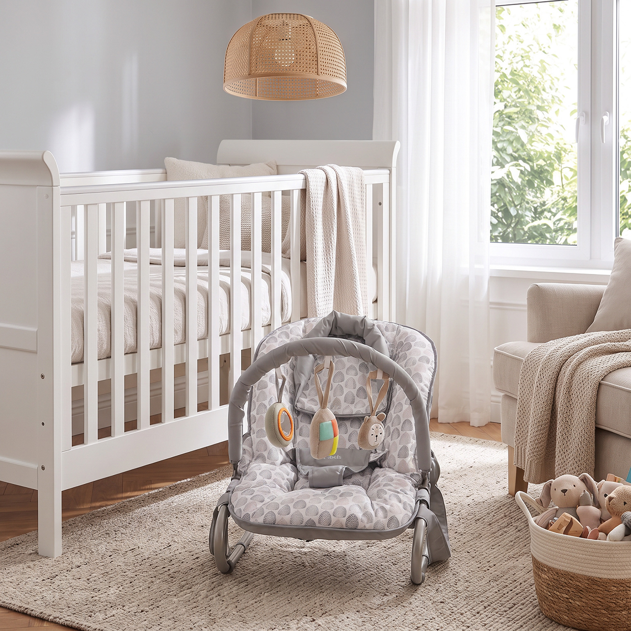 Juniors Leaf Print Baby Rocker with Toy Bar-baby-infantactivity-rockers-image-8