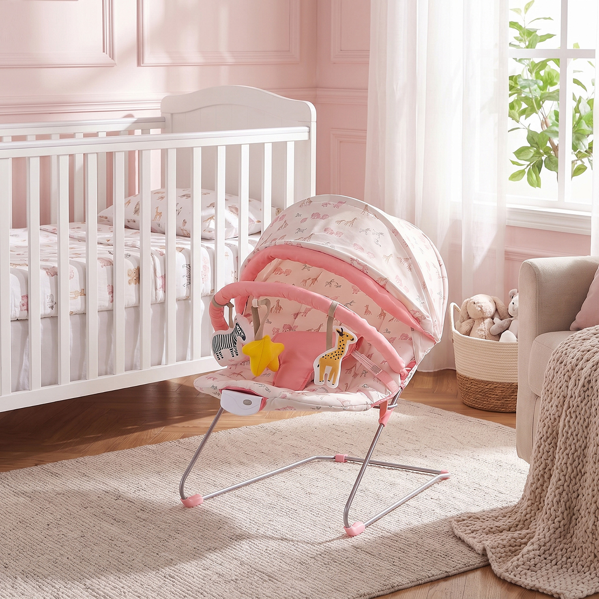 Juniors Safari Print Baby Bouncer with Canopy-baby-infantactivity-bouncers-image-2