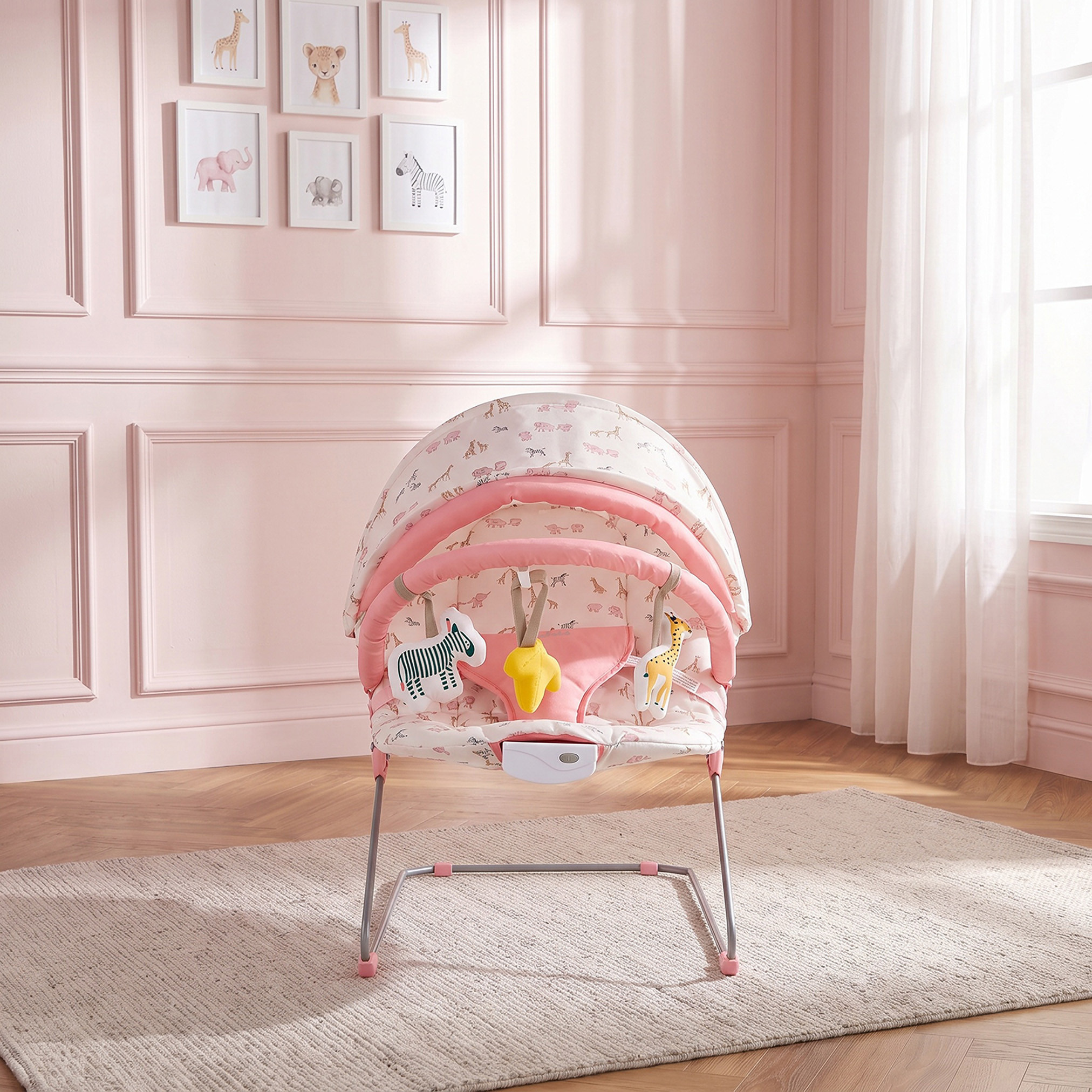 Juniors Safari Print Baby Bouncer with Canopy-baby-infantactivity-bouncers-image-3