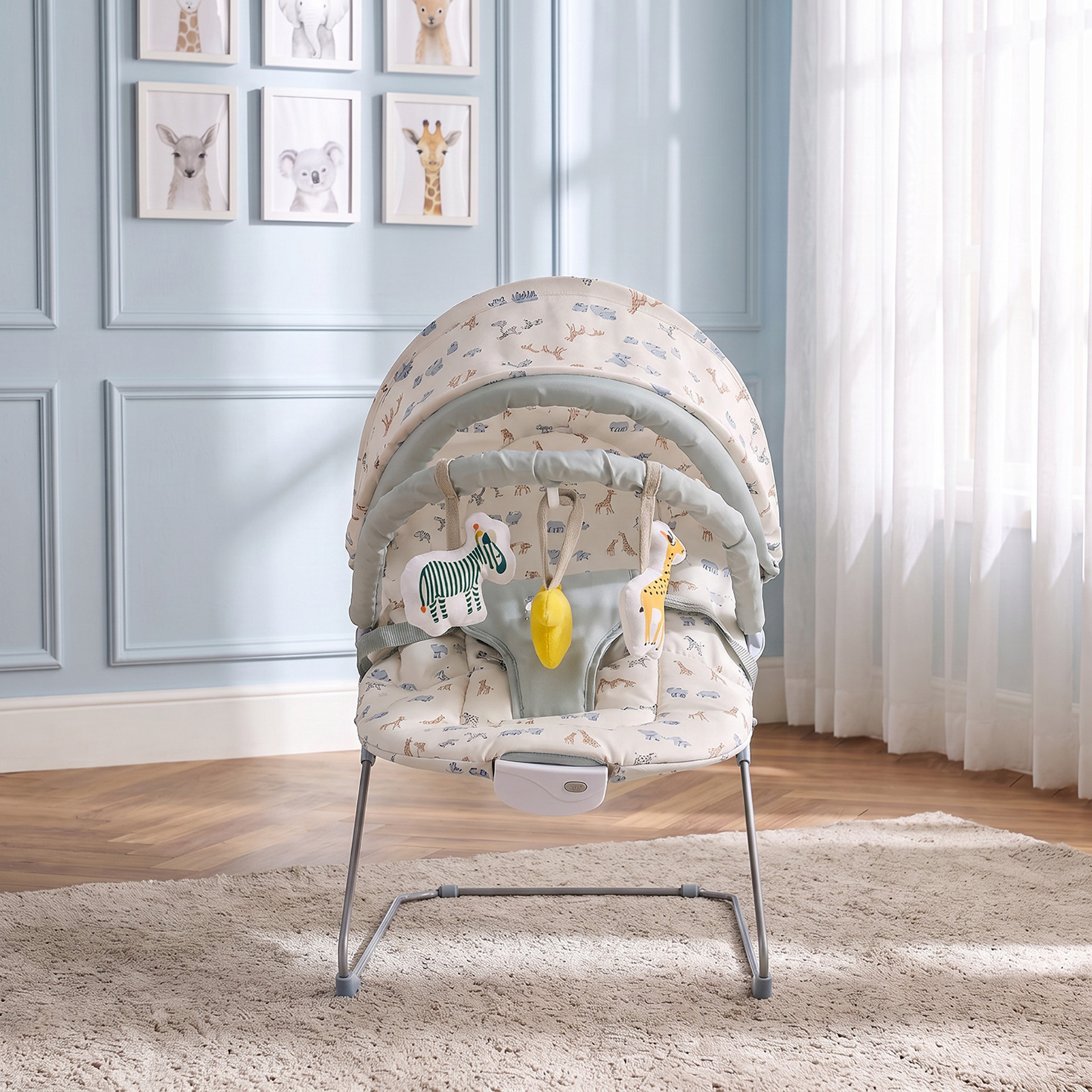 Juniors Safari Print Baby Bouncer with Canopy-baby-infantactivity-bouncers-image-3