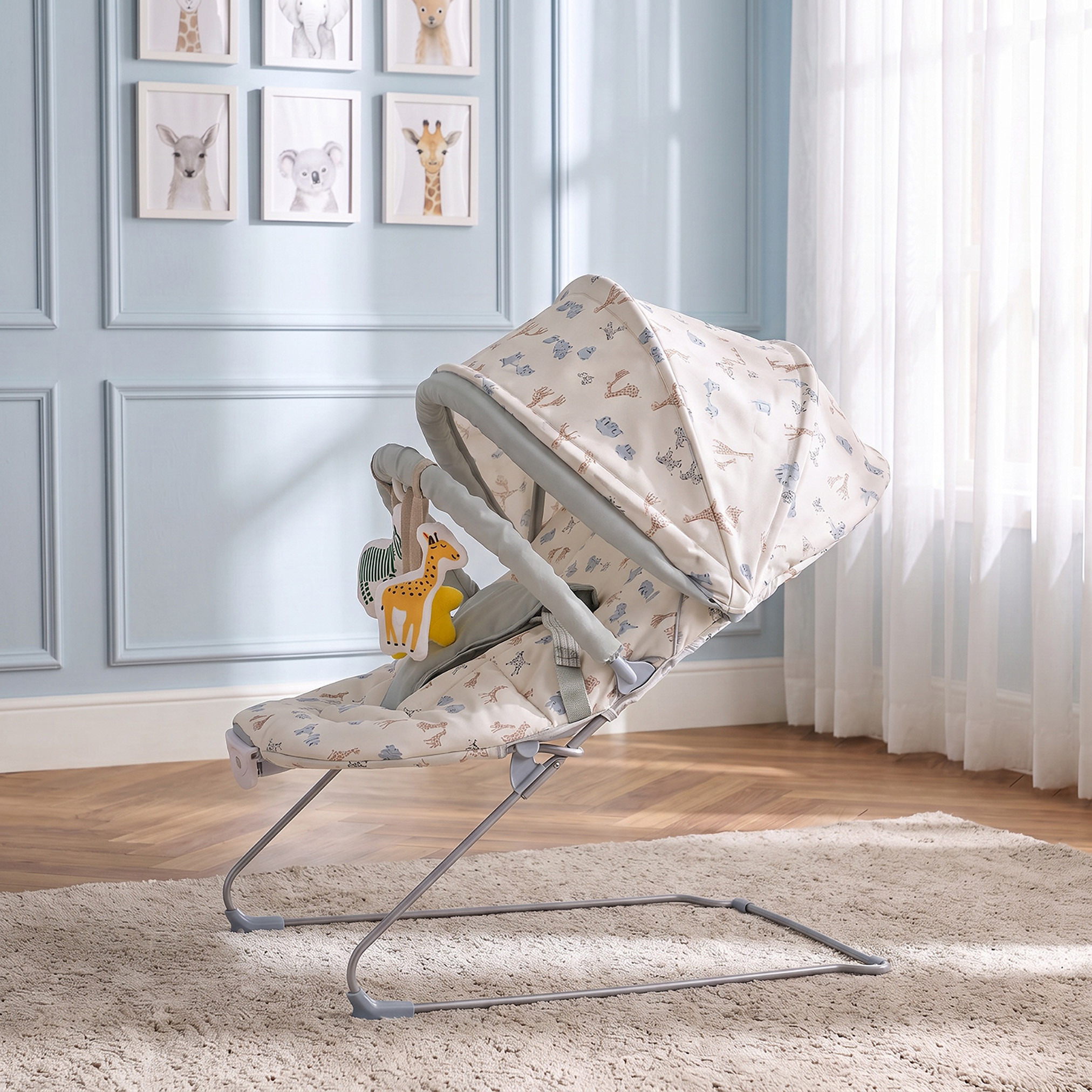 Juniors Safari Print Baby Bouncer with Canopy-baby-infantactivity-bouncers-image-5