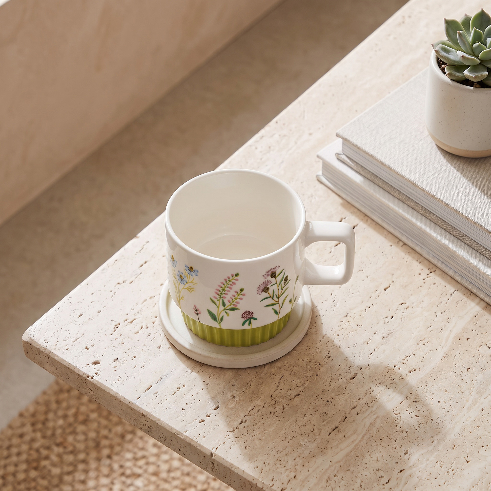 Floral Decal New Bone China Mug - 350 ml-household-dining-teaandcoffee-mugsandcups-image-2
