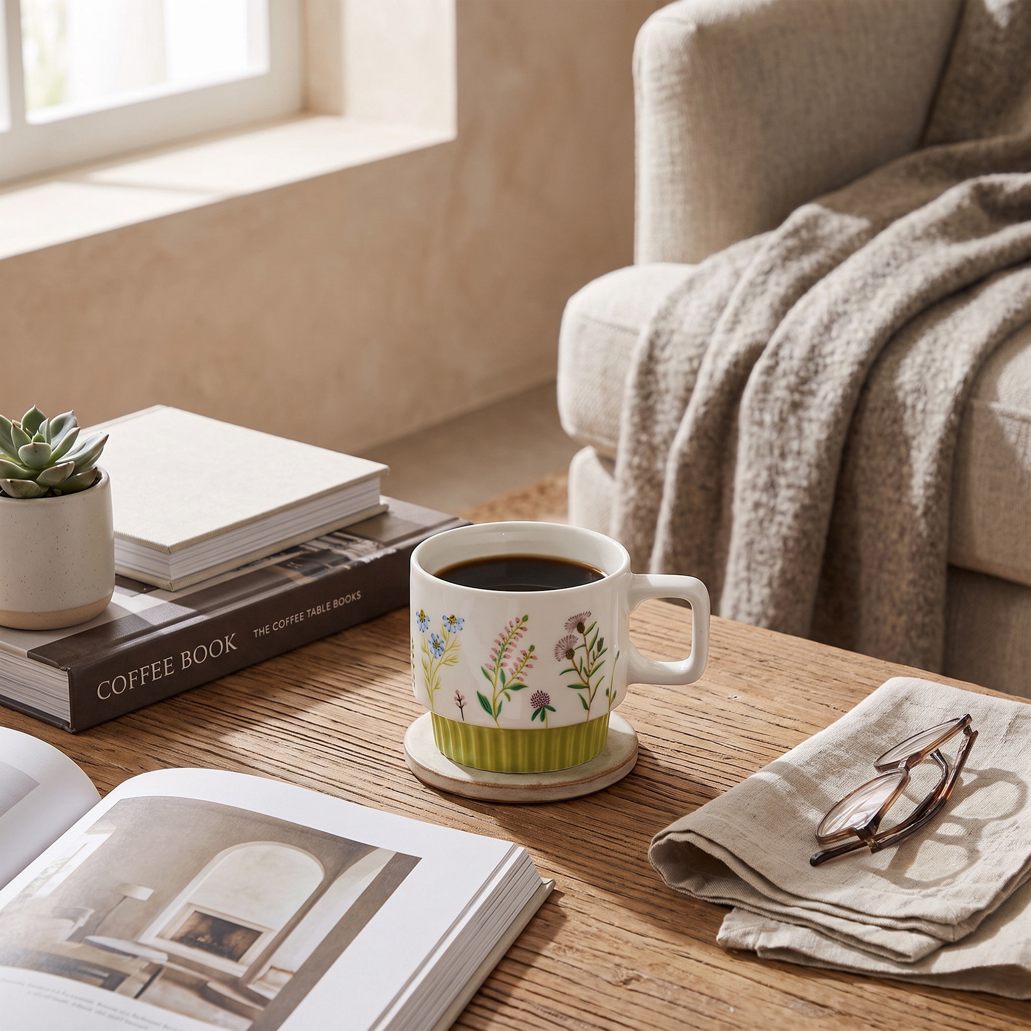 Floral Decal New Bone China Mug - 350 ml-household-dining-teaandcoffee-mugsandcups-image-4
