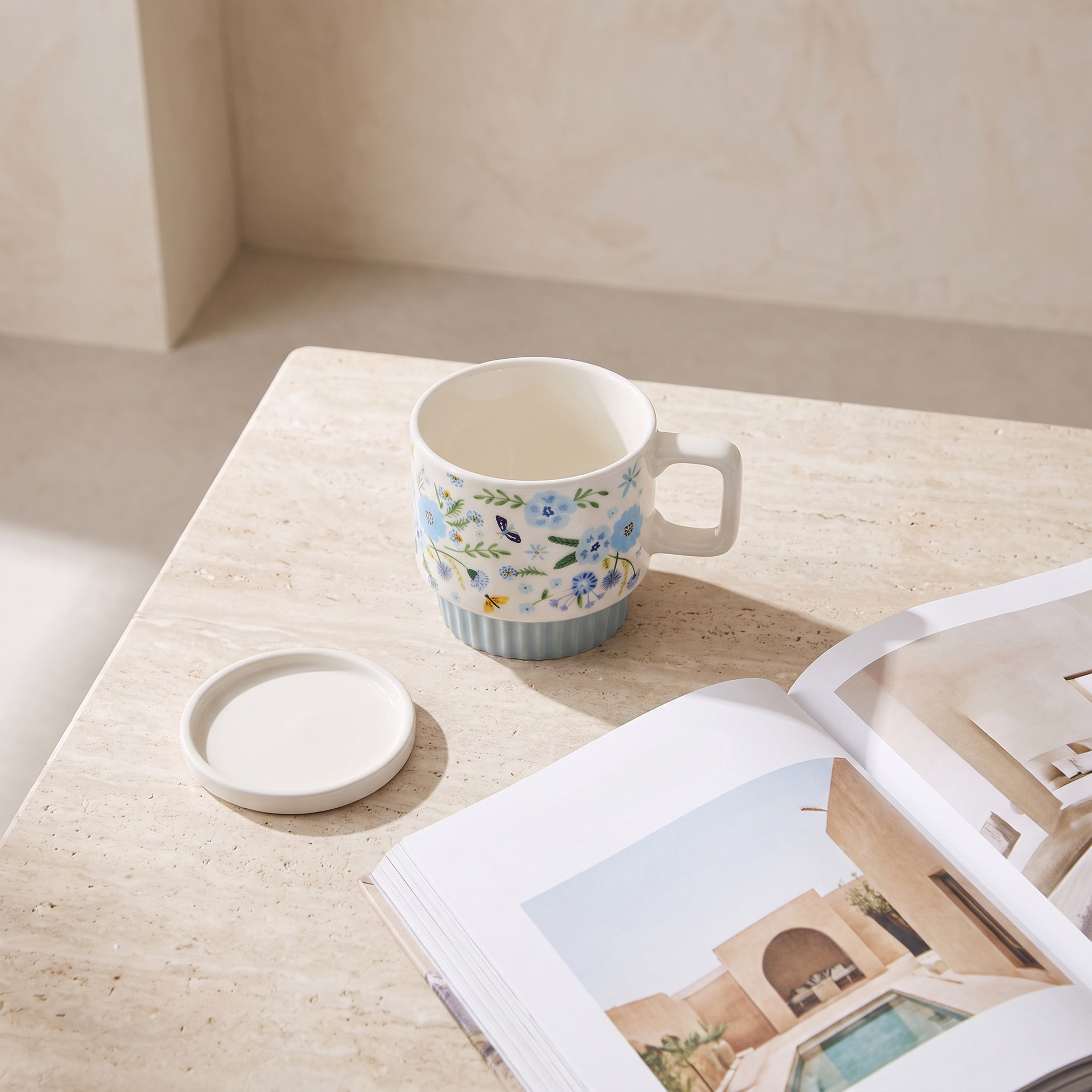 Floral Decal New Bone China Mug - 350 ml-household-dining-teaandcoffee-mugsandcups-image-2