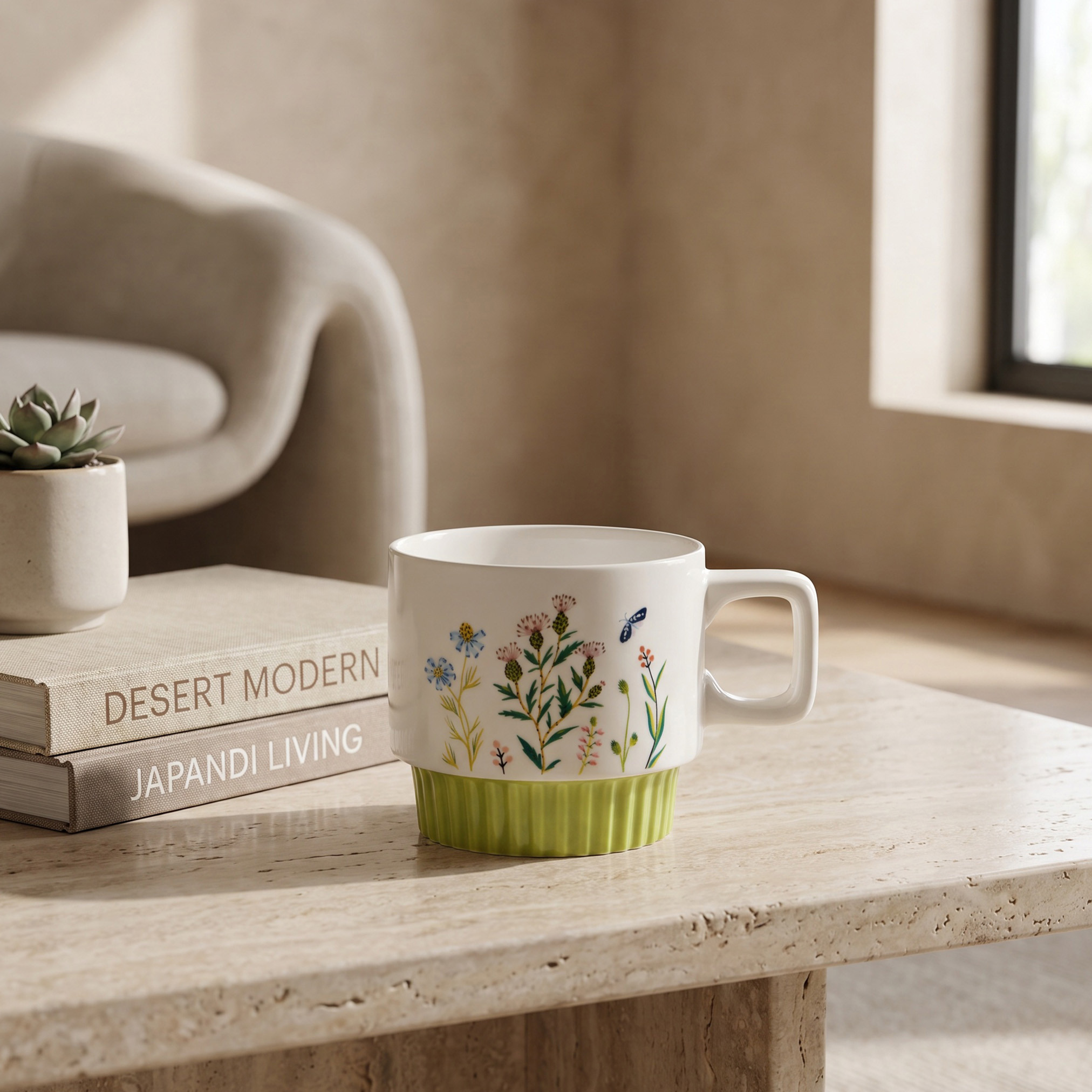 Floral Decal New Bone China Mug - 350 ml-household-dining-teaandcoffee-mugsandcups-image-1